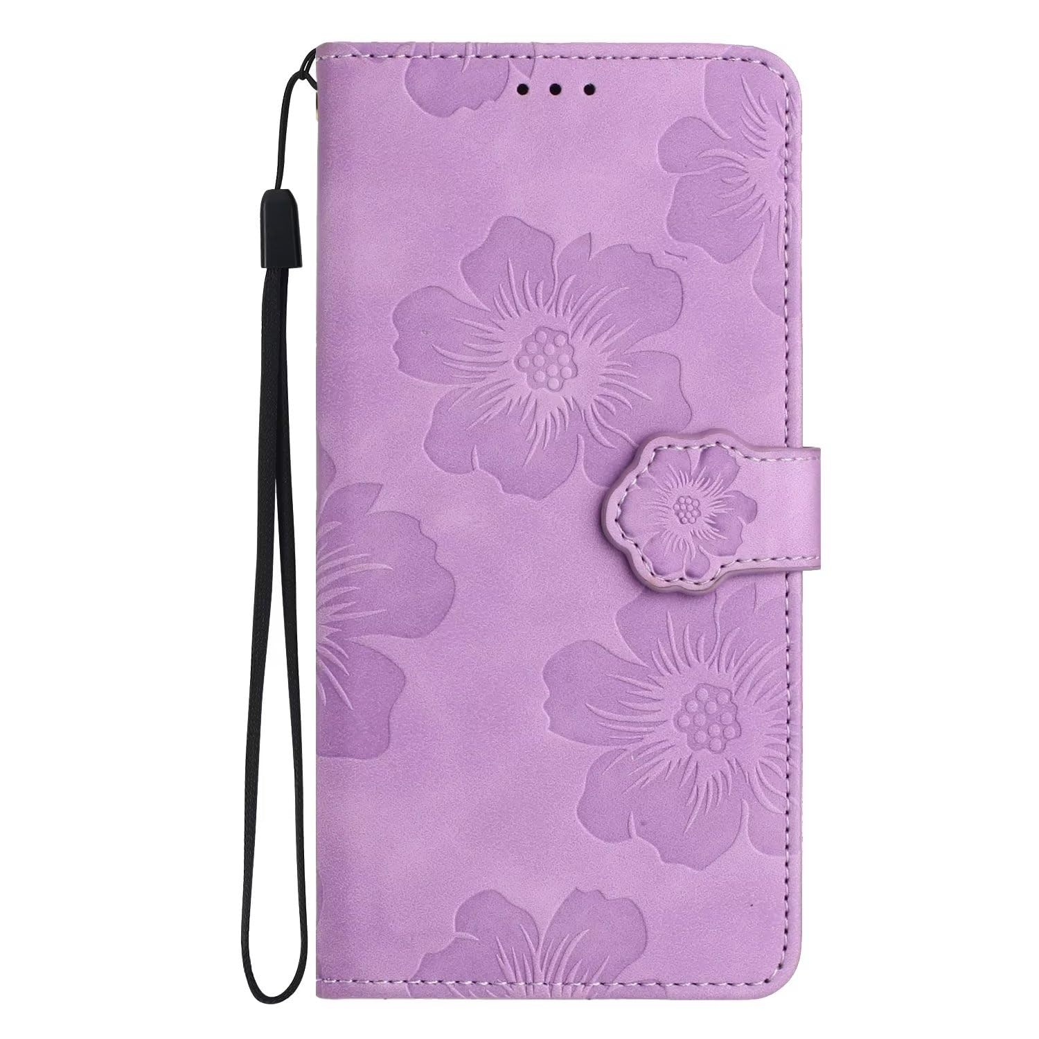 Rnrieyta Miagon Embossed Wallet Cover for Samsung Galaxy S23 Plus,Flower Butterfly Pattern Folding Stand PU Leather Case Flip Protective Cover with Card Slots Magnetic Closure