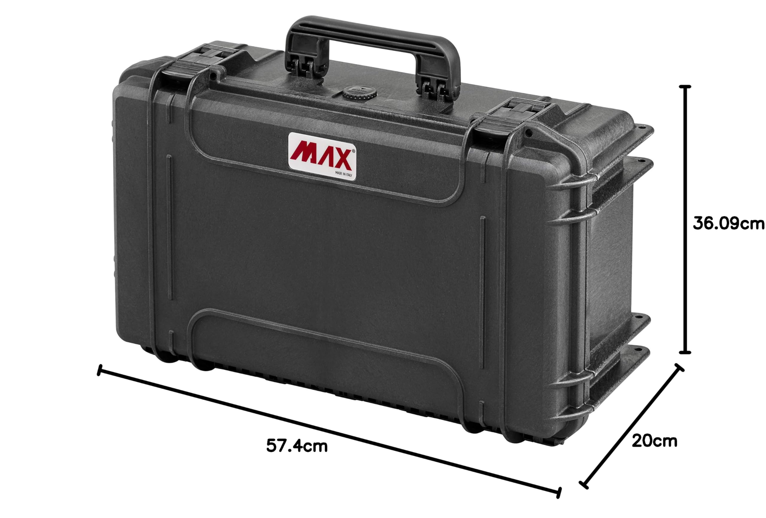 Max Męskie Cases hermetyczna walizka, czarna, 520 x 290 x 200 mm