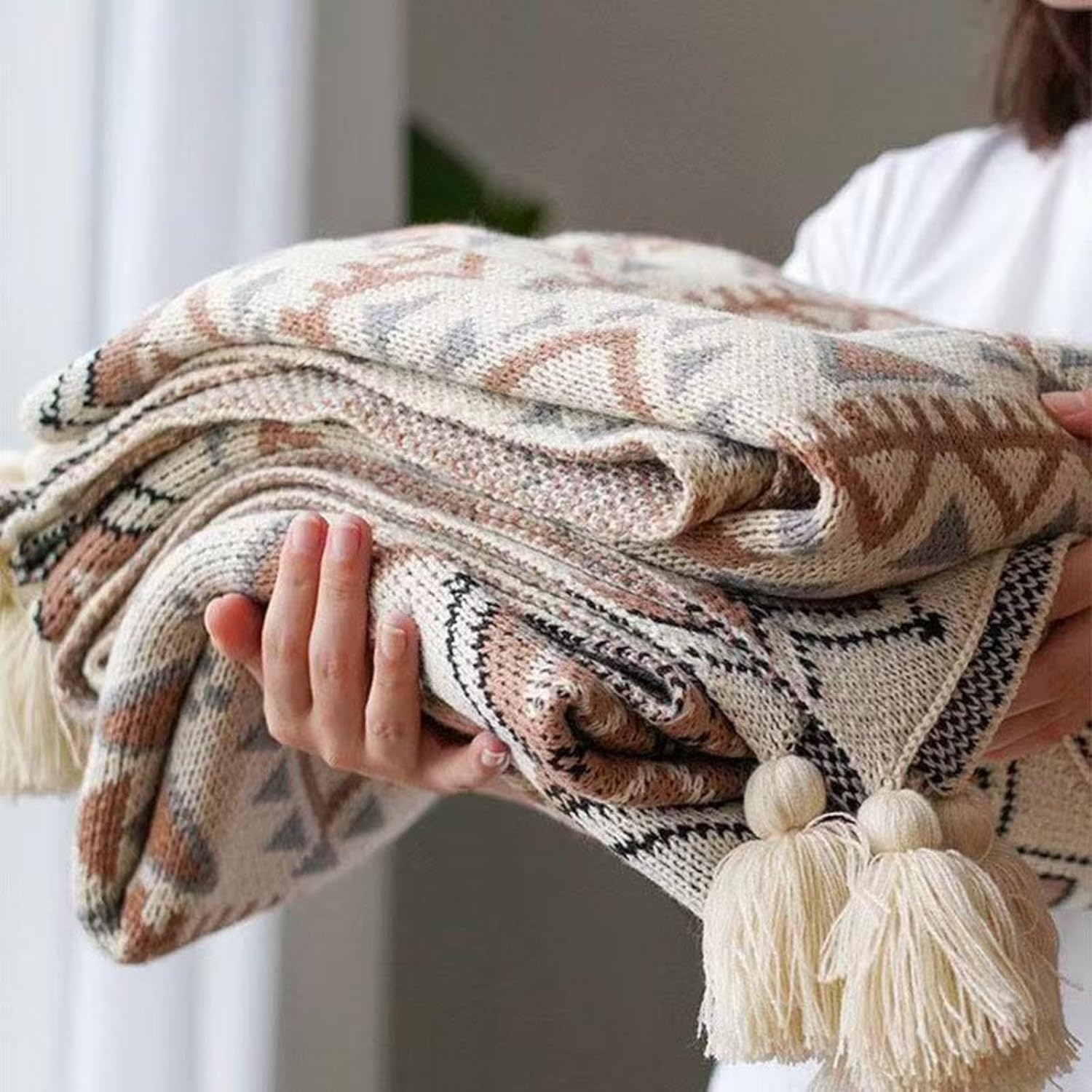 CoByda Bohemian Outdoor Blanket Camping Blanket Office Lunch Blanket Study Blanket, Sofa Blanket Car Blanket Knitting Office Blank Baby Blanket