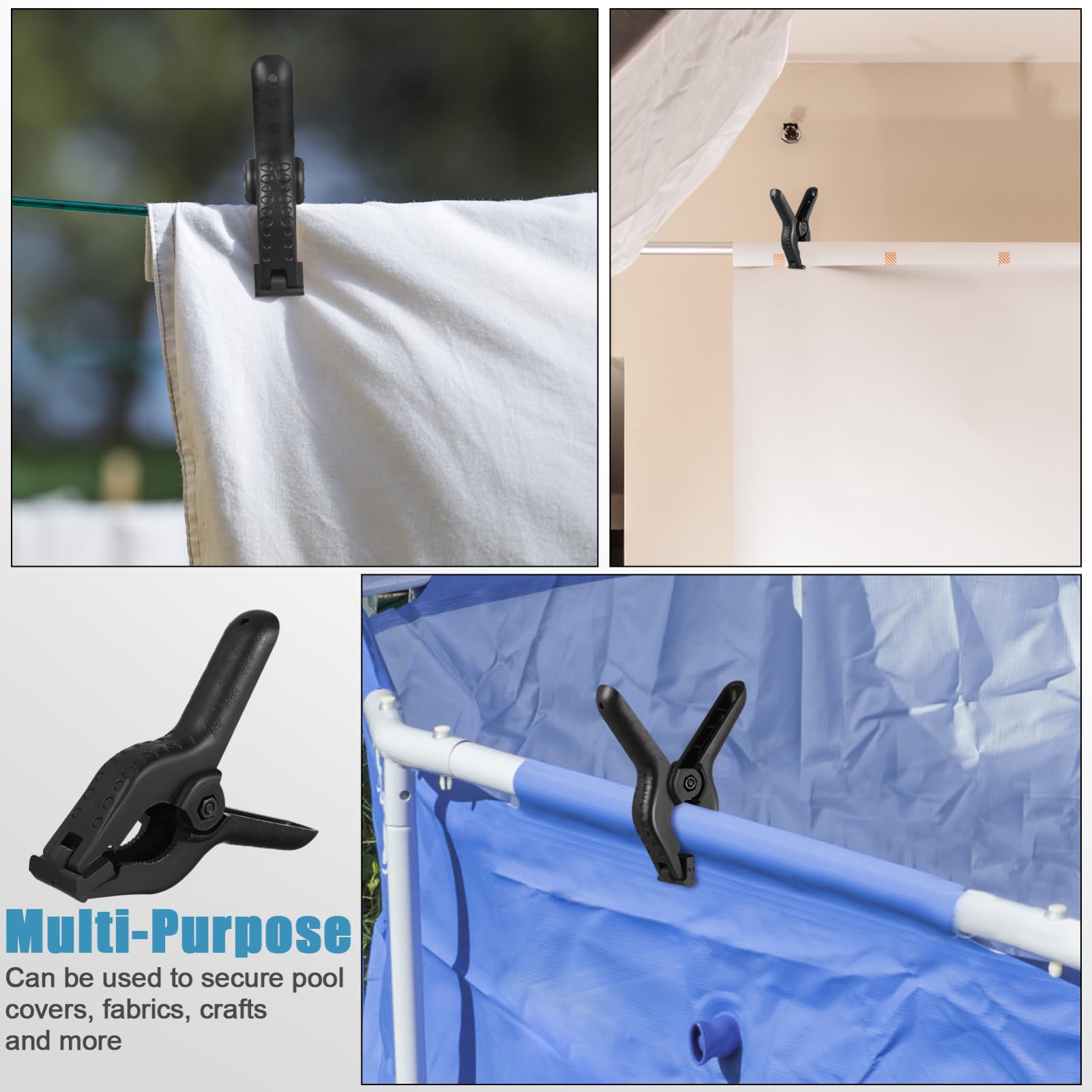 24 Abrazaderas de Resorte Grandes Abrazaderas para Cubiertas de Piscina Resistencia Elevada Uso Multipropósito para Exteriores y Hogar