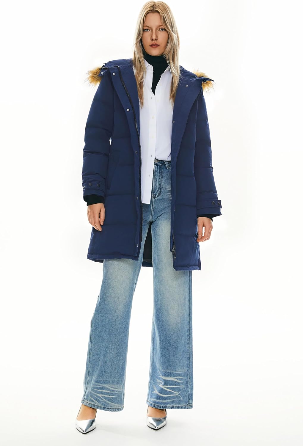 Orolay Women's Thickened Down Coat Long Puffer Jacket with Adjustable Hood Quilted Warm Winter Parka - Image 6