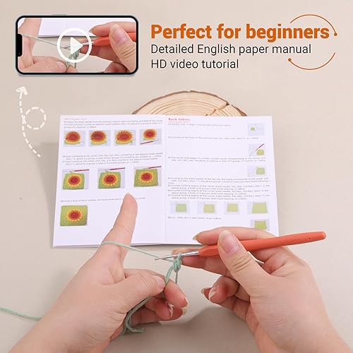 Miniatura 3 de Fedmut Kit de ganchillo para principiantes, kit de ganchillo para adultos principiantes con tutoriales en video paso a paso, el kit de iniciación de