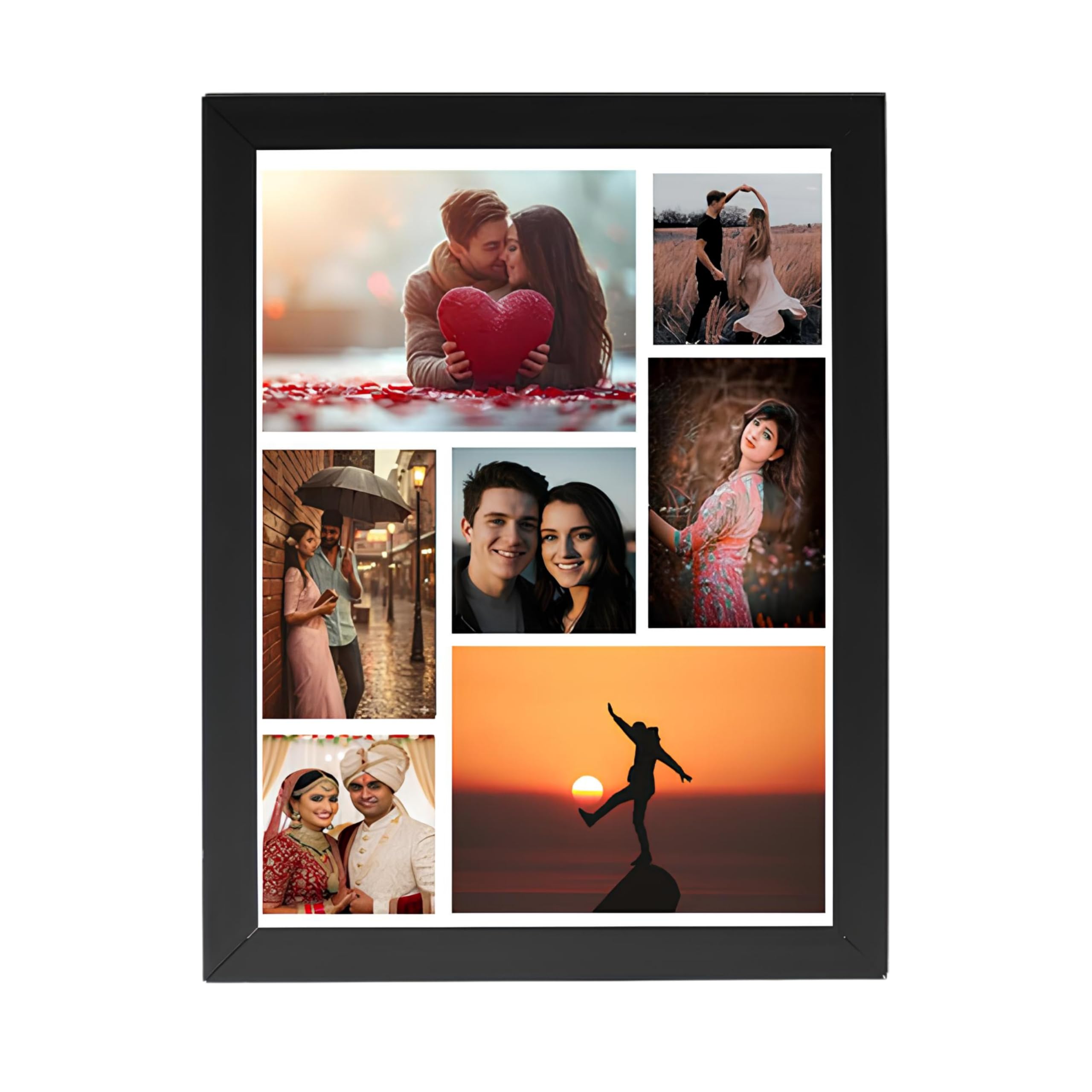 personalized photo frame 8x12 inch | custom collage photo frame gift for birthday, anniversary, couple, friends | acrylic sheet with mdf back | wall decor memory frame (d-8)
