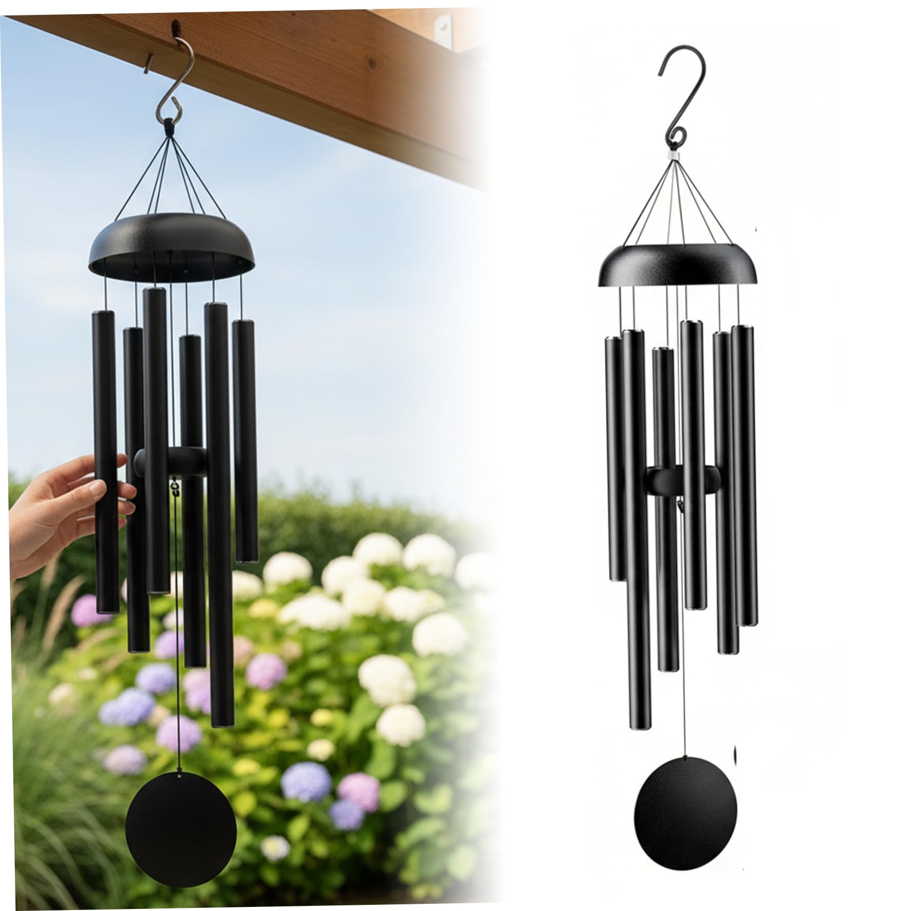 Carillons éoliens en métal de 37 pouces en aluminium durable pour jardin