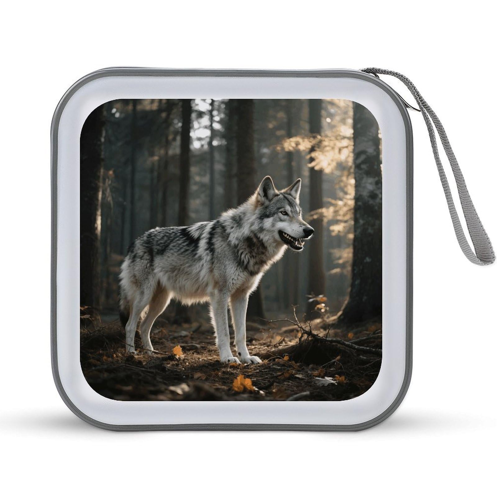 VstaDank Wolf DVD Case With Zipper Portable CD Case Hardshell DVD VCD Binder Storage Box EVA Protective Blu-ray Wallet 40 Capacity CD Wallet Movie Music Media Disc Wallets