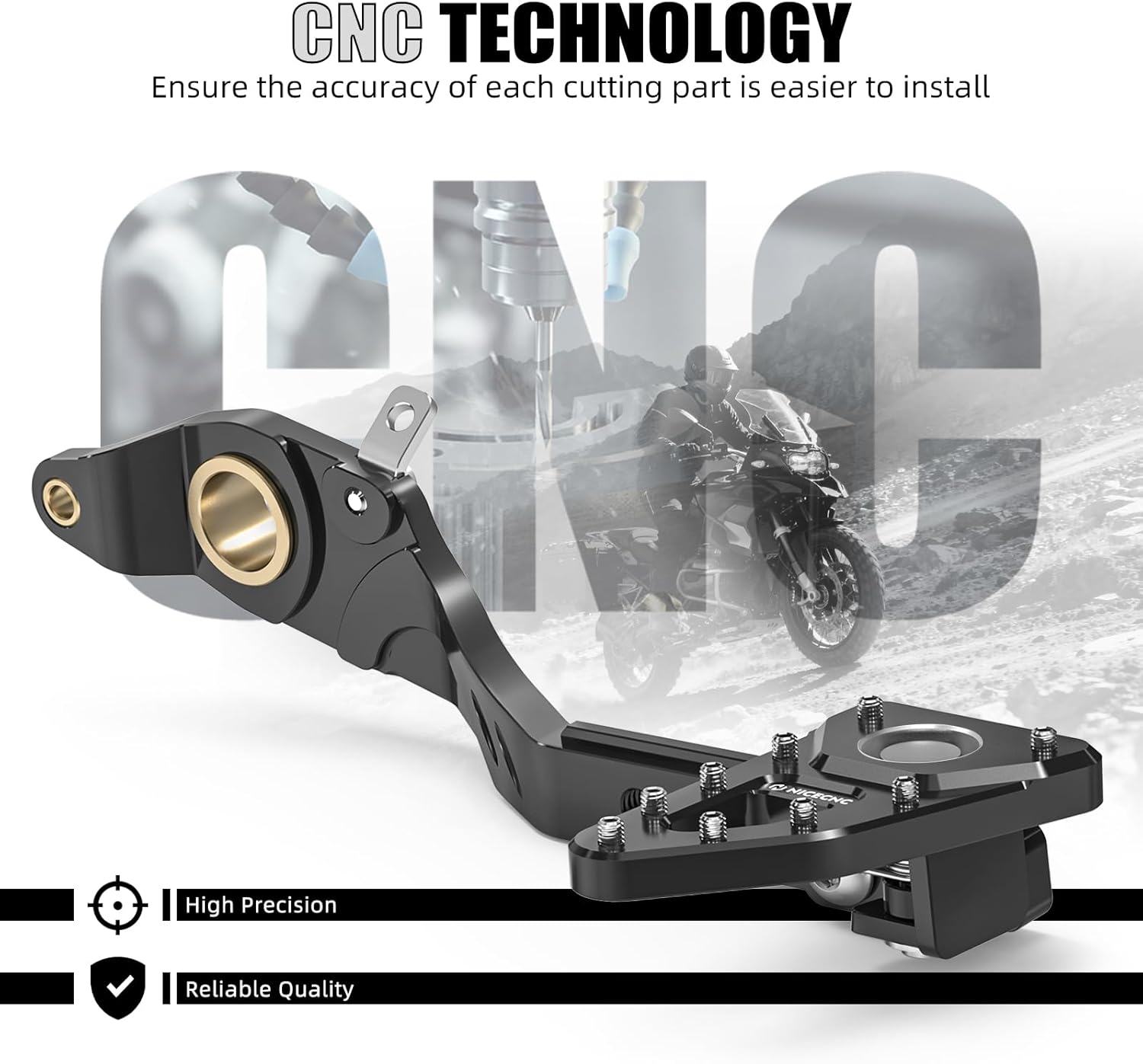NICECNC Rear Brake Lever Pedal, Foldable Foot Lever Shift Compatible with BMW R1200GS 2013-2018 R1250GS 2019-2023, 6061 Aluminum, Easy Installation, Black
