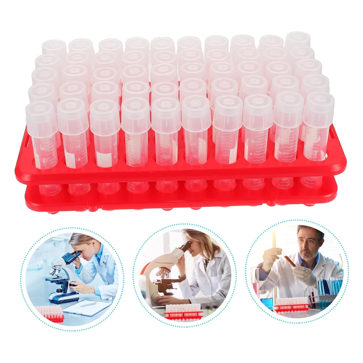 200pcs Test Tube Rack for Lab Holder Graduation Easy to Read Leak Lid School Lab Use Random Color