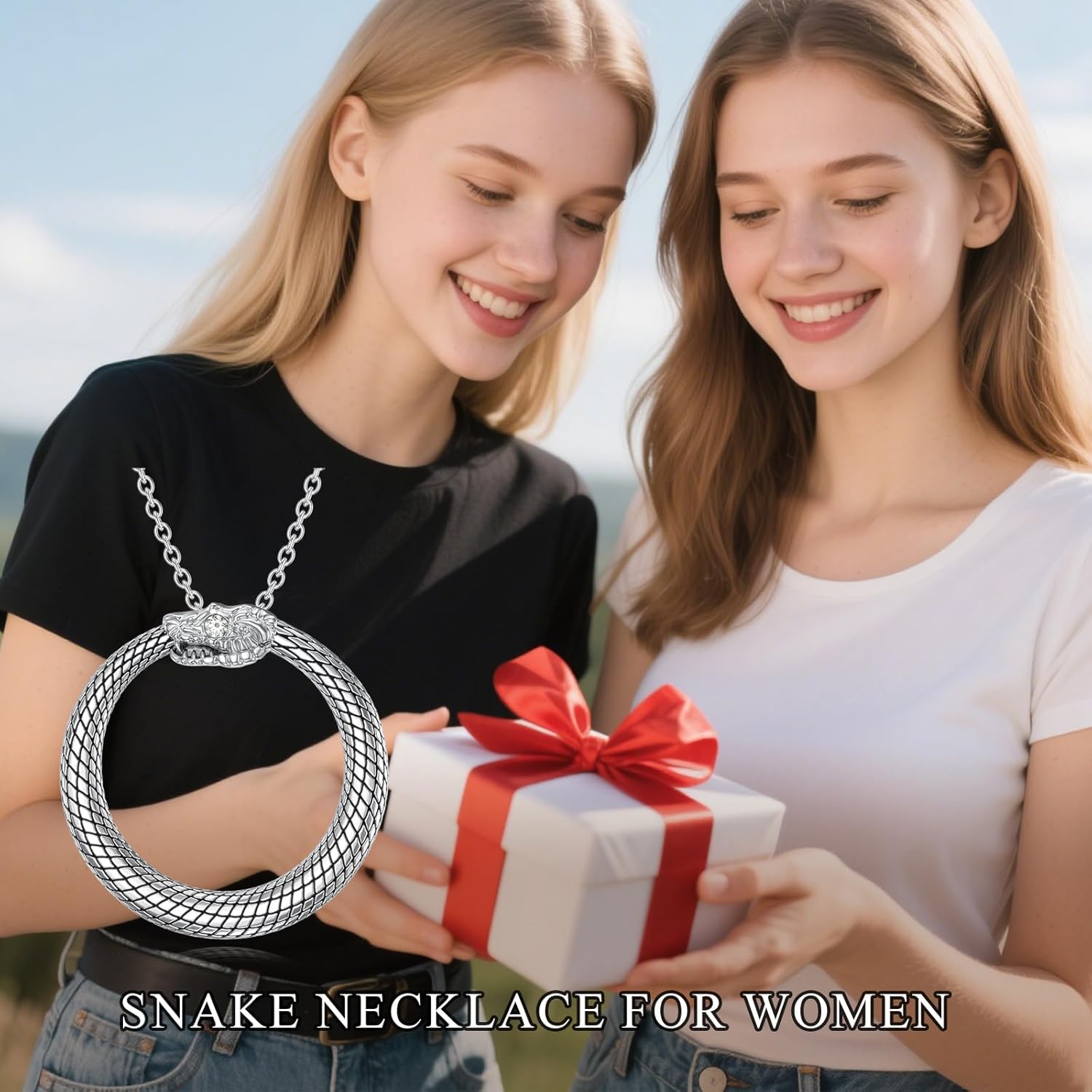 Diamond Snake Necklace for Women 925 Sterling Silver Ouroboros Necklace With Lab Grown Diamond Gifts for Birthday Christmas Day - Image 6