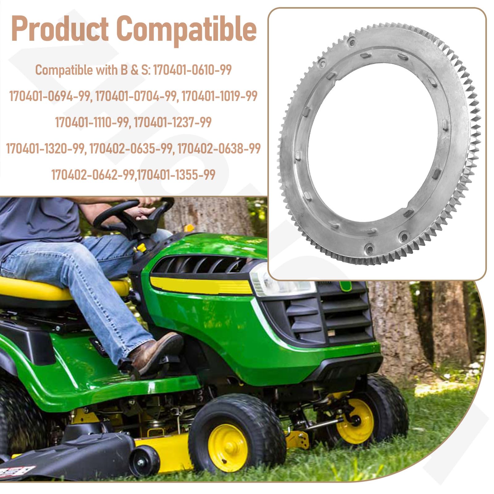 696537 Anello del volano compatibile con tosaerba B&S Toro Cu-b Cadet Cr-aftman S-tens 28P777 28N777 28N707 Sostituire 392134 399676 150-435 31-056 280104
