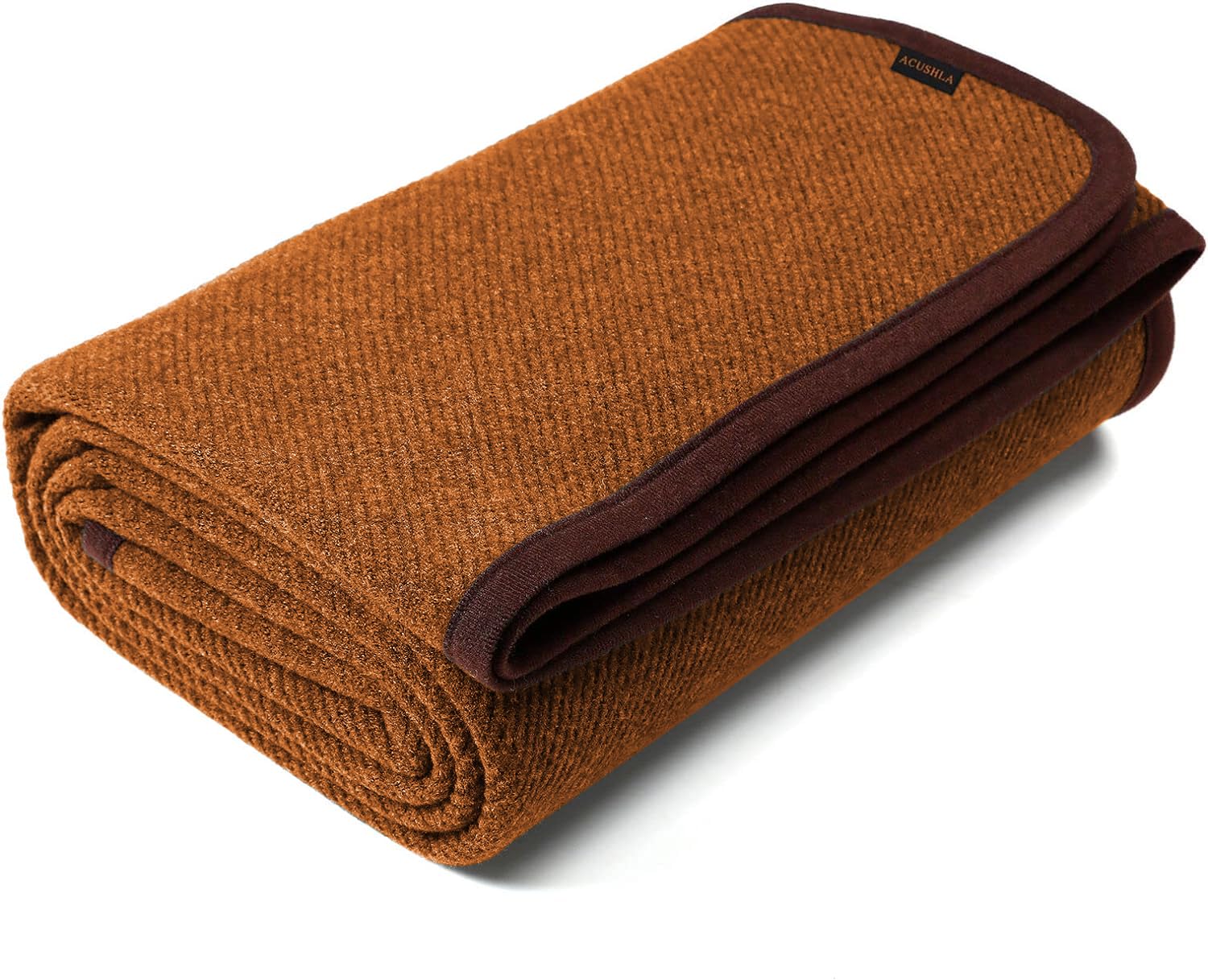 ACUSHLA Merino Wool Blanket, Cuddly Blanket, 160 x 200 cm, Large Super Soft Sofa Blanket, Bedspread, Bed Throw, Warm Crocheted Winter Blanket (Pumpkin, 160 x 200)