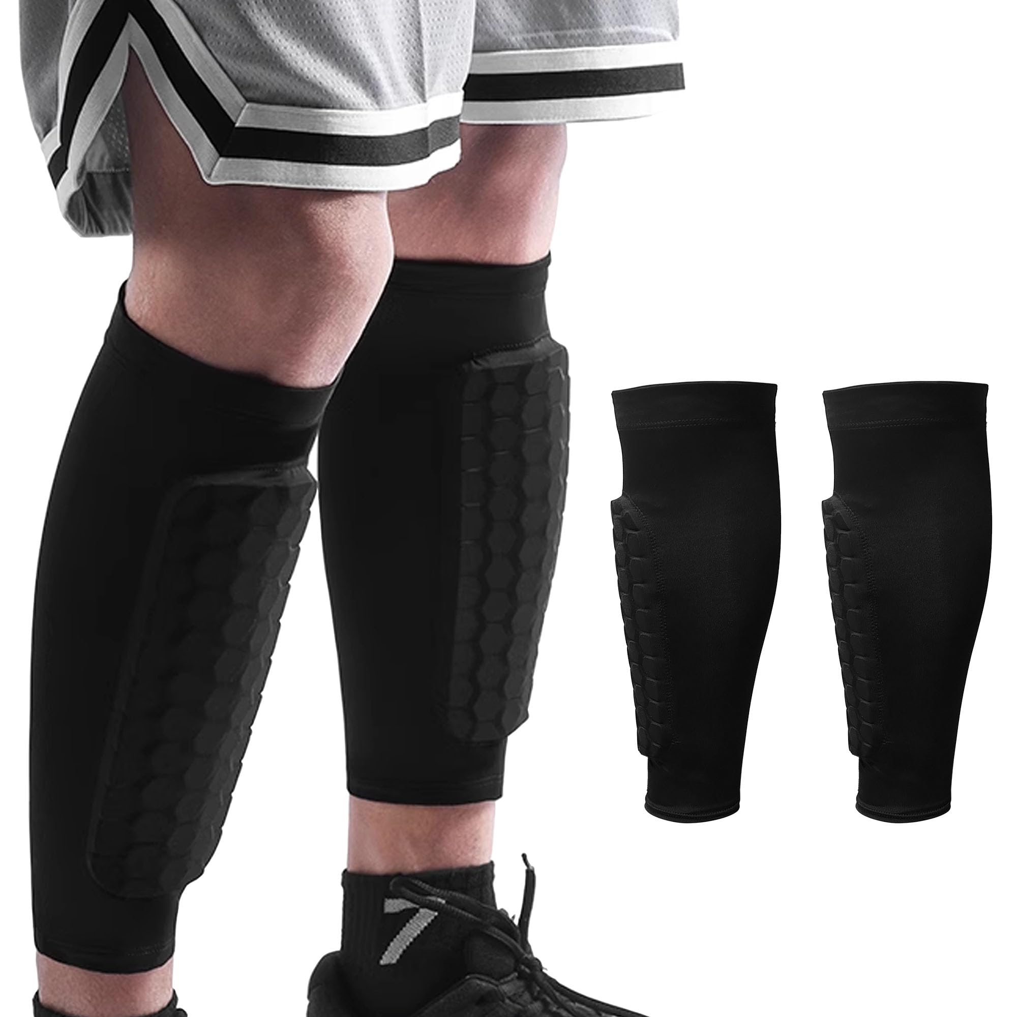 Senston Shin Guard Pads for Football Honeycomb Compression Sleeve Football Shin Pads Support
