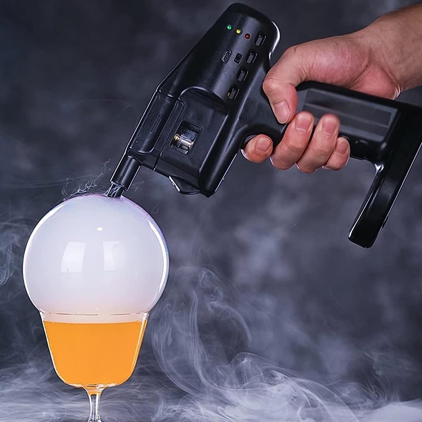 Ręczny pistolet do baniek wędzonych, zaparzacz dymu maszyna do produkcji baniek molekularnych, zestaw do palenia koktajli z płynem do baniek i olejkiem eterycznym