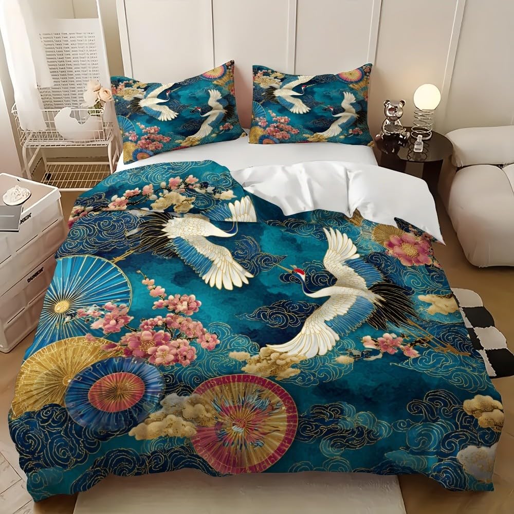Housse de couette avec fermeture éclair 140x200 cm bleue en microfibre