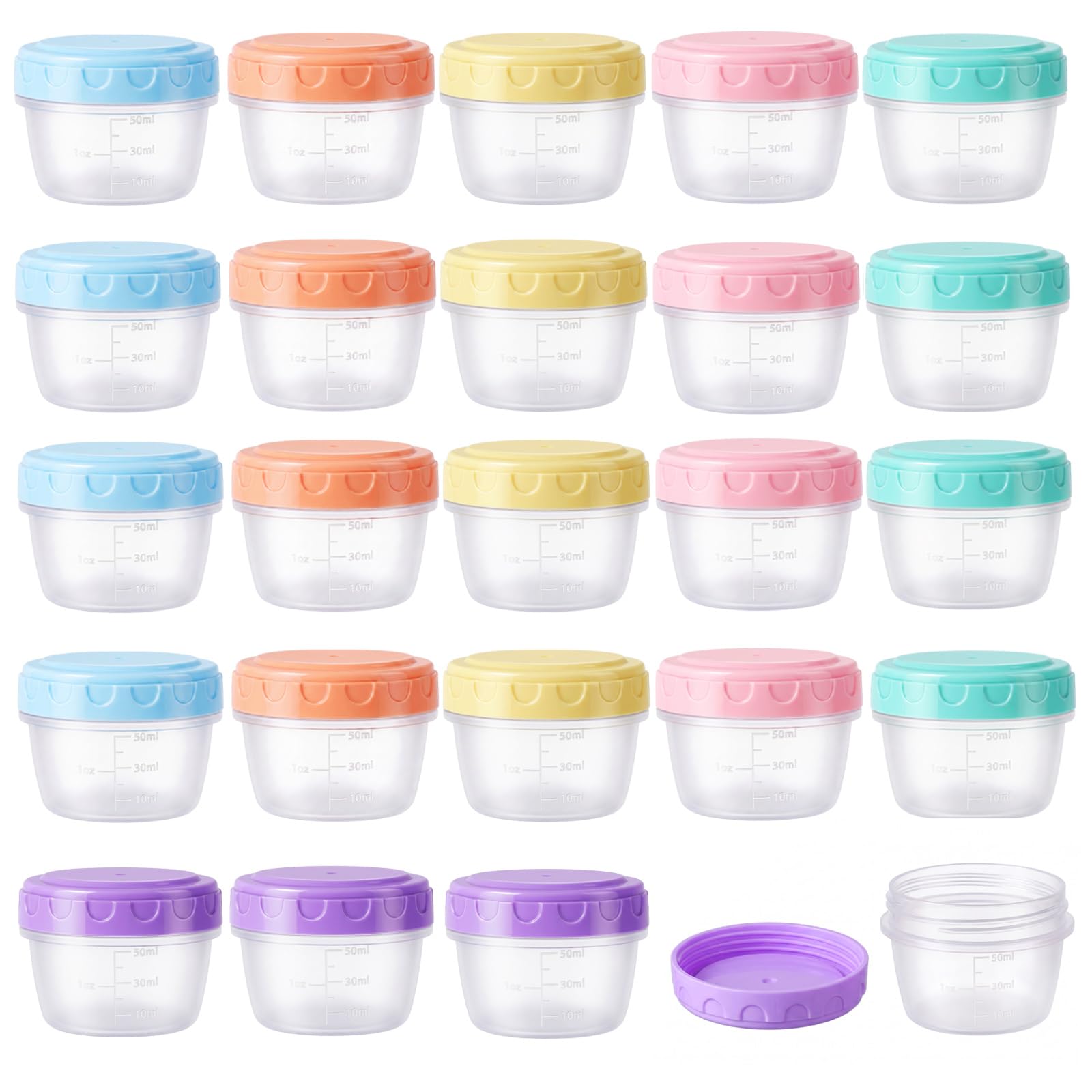 24 Pcs Salad Dressing Container, Small Food Containers with Lids Reusable Small Plastic Containers with Scale Salad Dressing Pots Mini Snack Pots for Sauces Dressings Yoghurt