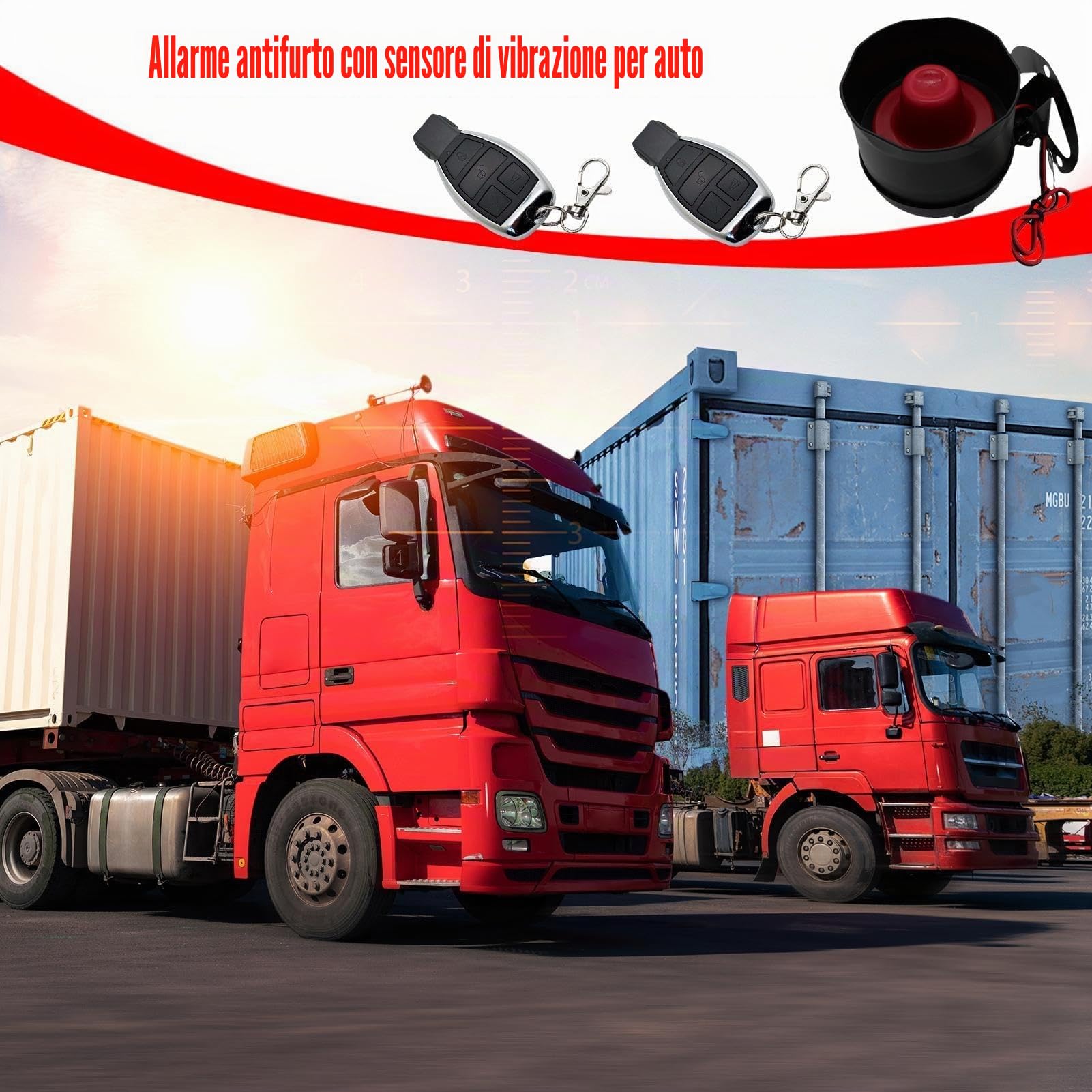Generic Sistema di allarme antifurto per auto, 12 V, 2 telecomandi, sensibilità regolabile, sistema di allarme sonoro forte e chiaro per la sicurezza dell'auto