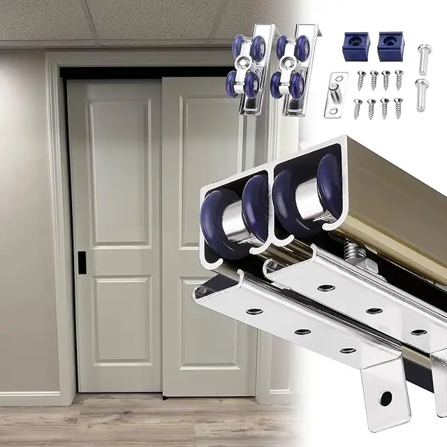 Kit Puertas Correderas Armario Empotrado - Riel Aluminio Doble Hoja Champán