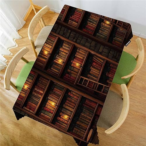 Miniatura 2 de Swono Manteles antiguos para biblioteca misteriosa, decoración de mesa de cocina, comedor, mantel de poliéster para interiores y exteriores, 50 x 72