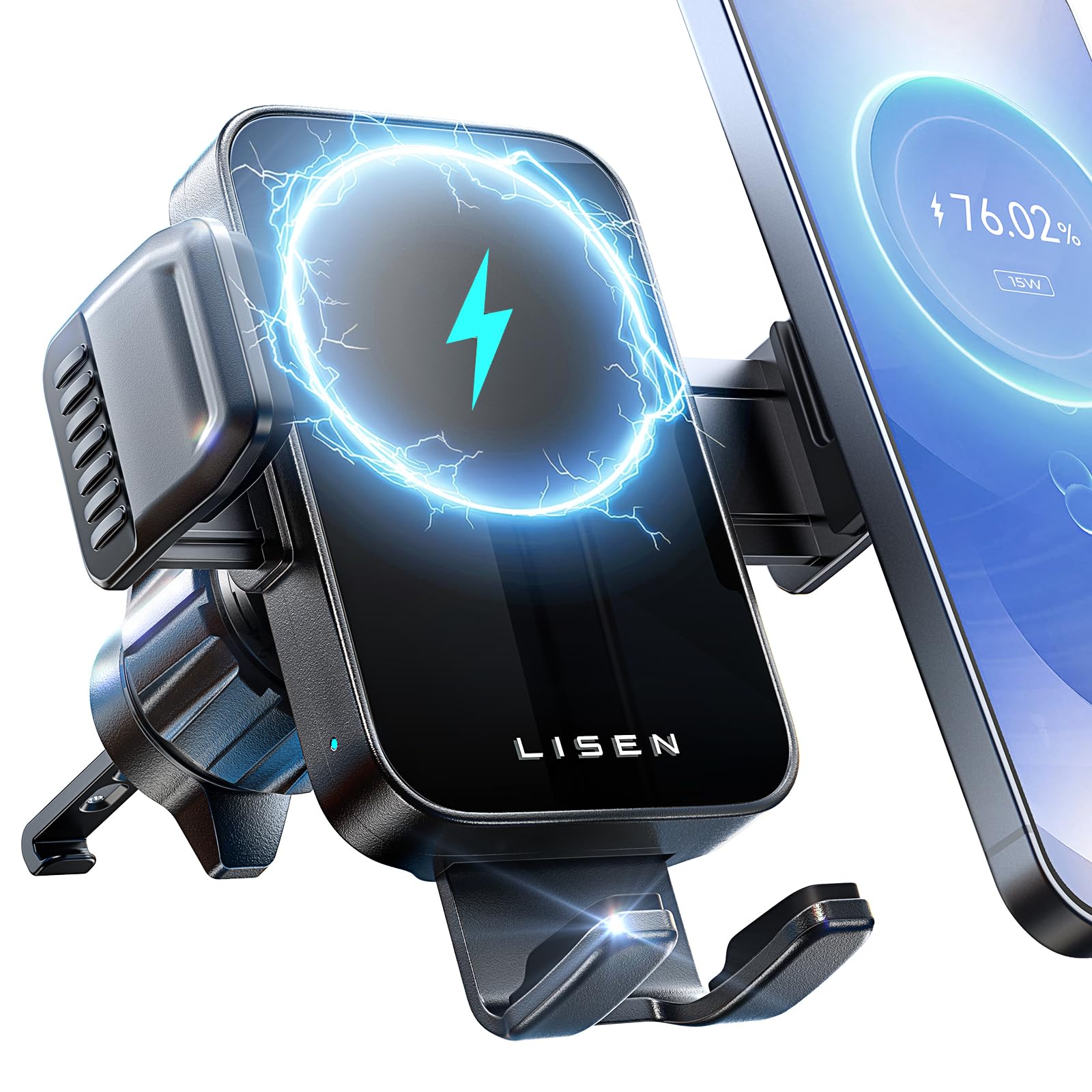 LISEN für Android [15W Pro] Handyhalterung Auto mit Ladefunktion - 360° Drehbar Handy Halterung Auto Lüftung, für Samsung Galaxy S25/S24/S23 Ultra, Xiaomi 15T, Magic 400 Pro, Pixel 10, iPhone