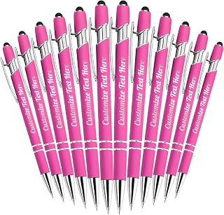 Up to 500 Personalized Pens Bulk Custom Ballpoint Pens with Business Name Message Logo, Customized Engraved Pens with Stylus for Birthdays Anniversaries Graduations(Medium Point, Black Ink, 12 Pcs)