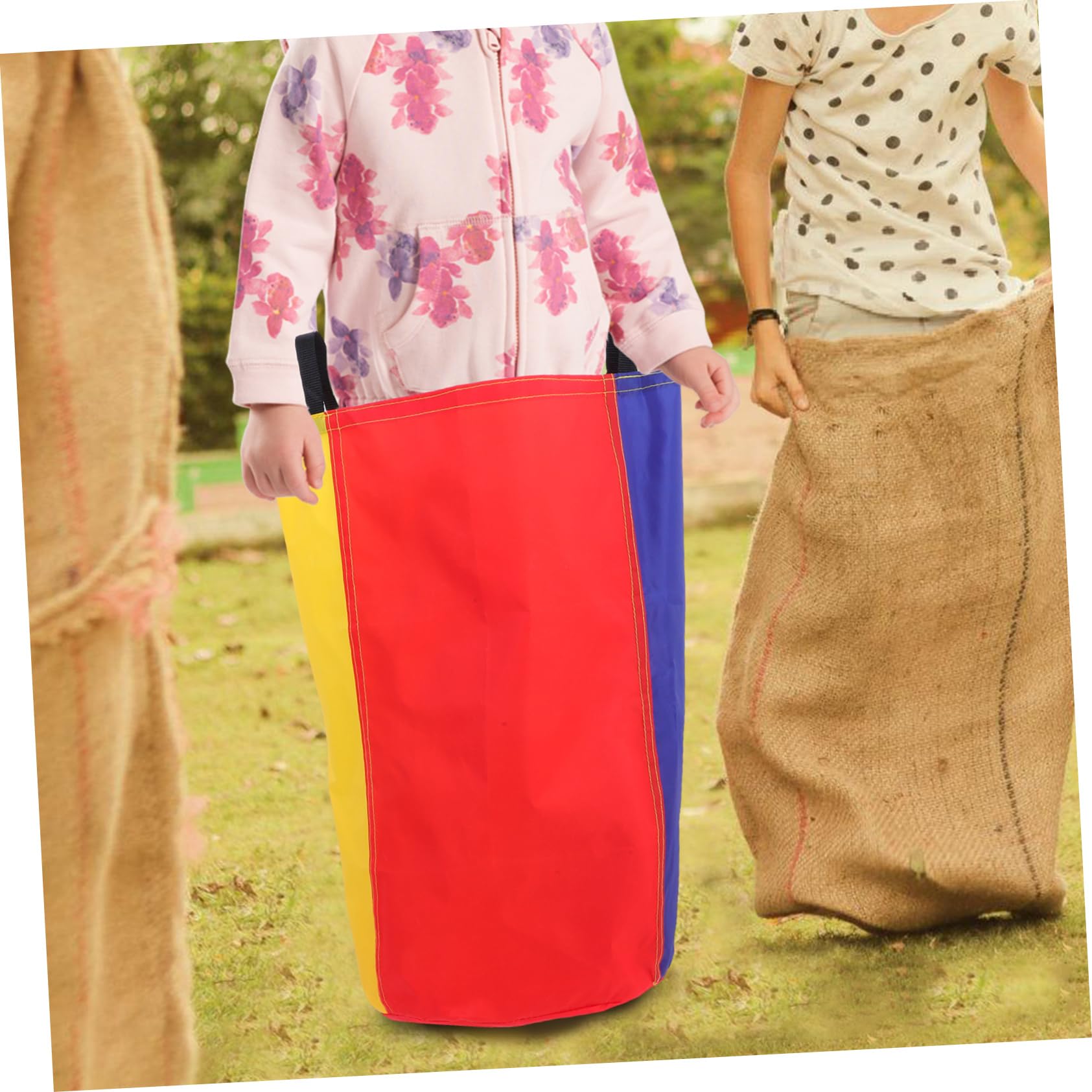 VICASKY 6 Stück Springrenntaschen aus Gewebe mit Doppelten Griffen Tragbar und Farbig als Outdoor Spielzubehör für Kinder und Erwachsene im Garten