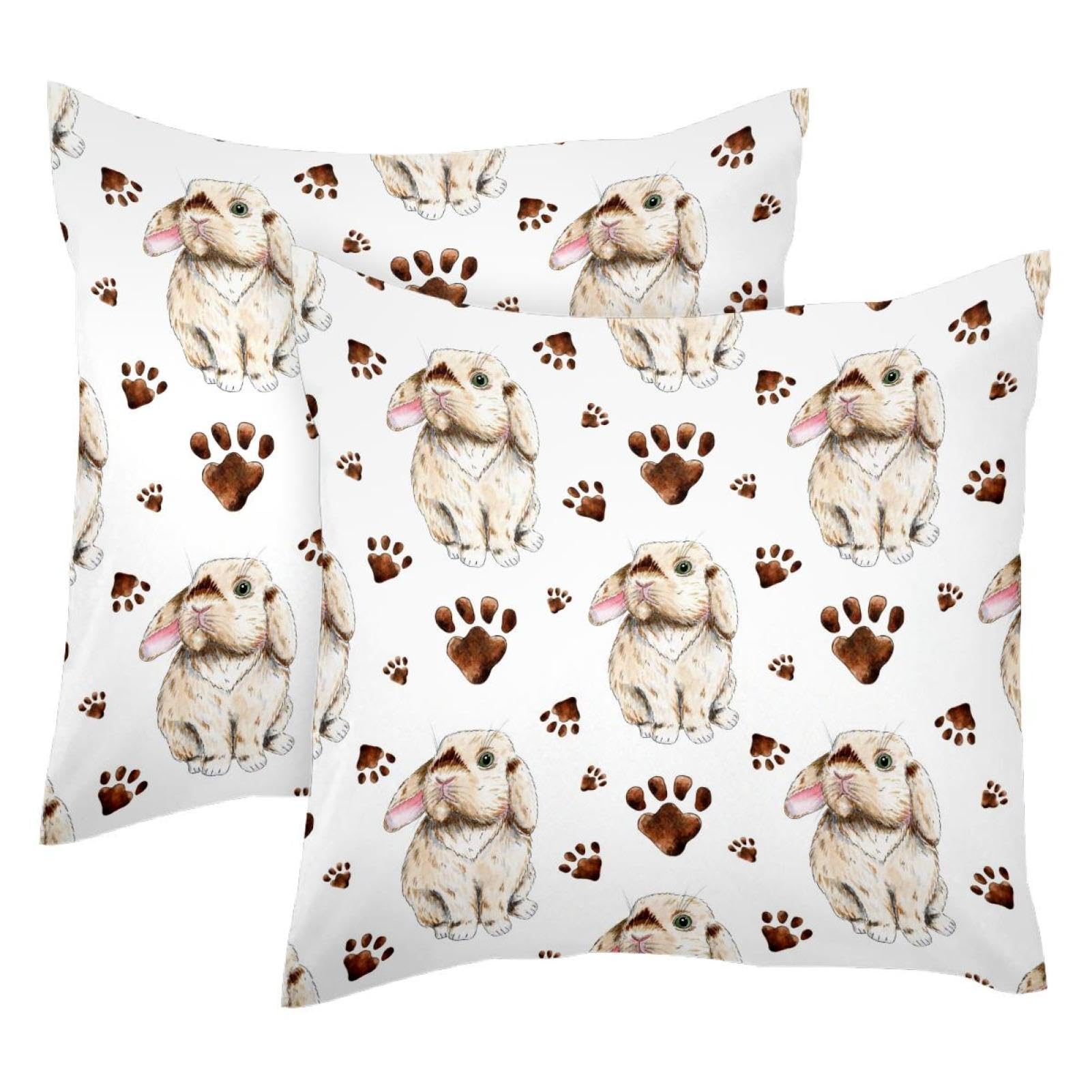 Housse de coussin en velours motif lapin haut de gamme double face pour décoration élégante