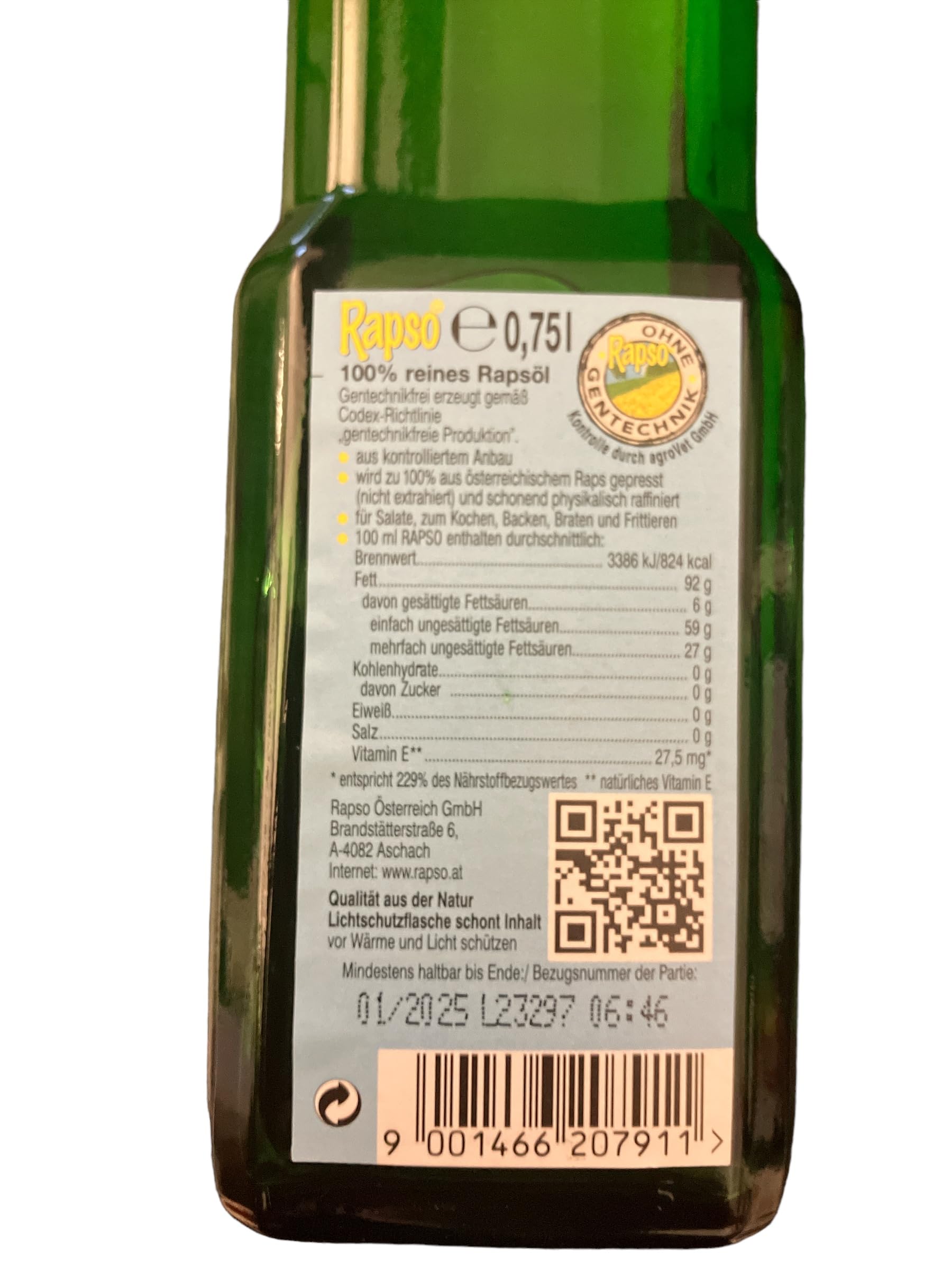 Rapso 100% reines Rapsöl 750 ml, 6er Pack (6 x 750 ml = 4,5 Liter) und 50g Wendlers Kräutersalz