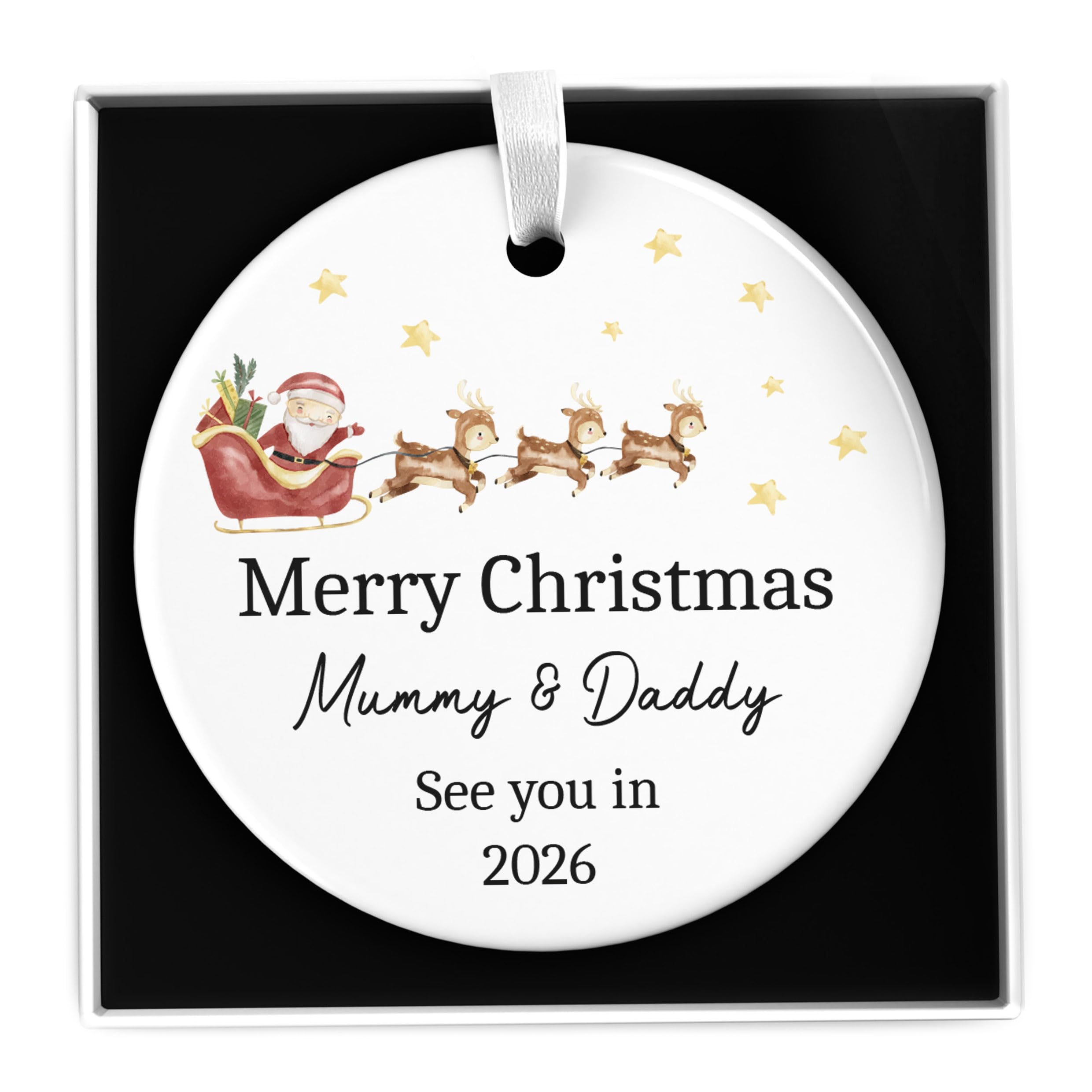 Beecreative Personalised Baby Bump Gifts For Mummy Daddy Parents To Be, Expecting Parents Gift, Baby Bump Christmas Bauble With Gift Box