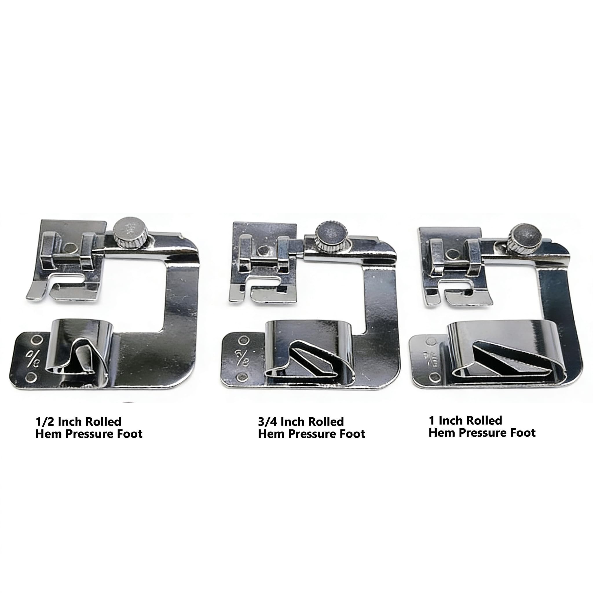 HONEYSEW Sewing Machine Presser Feet 3Pcs Rolled Hem Pressure Foot,3Pcs Narrow Rolled Hem Hemmer Presser Feet & Adjustable Guide Presser Foot, Bias Binder Foot Compatible with Singer,Brother,Juki,etc — Amazon image 3
