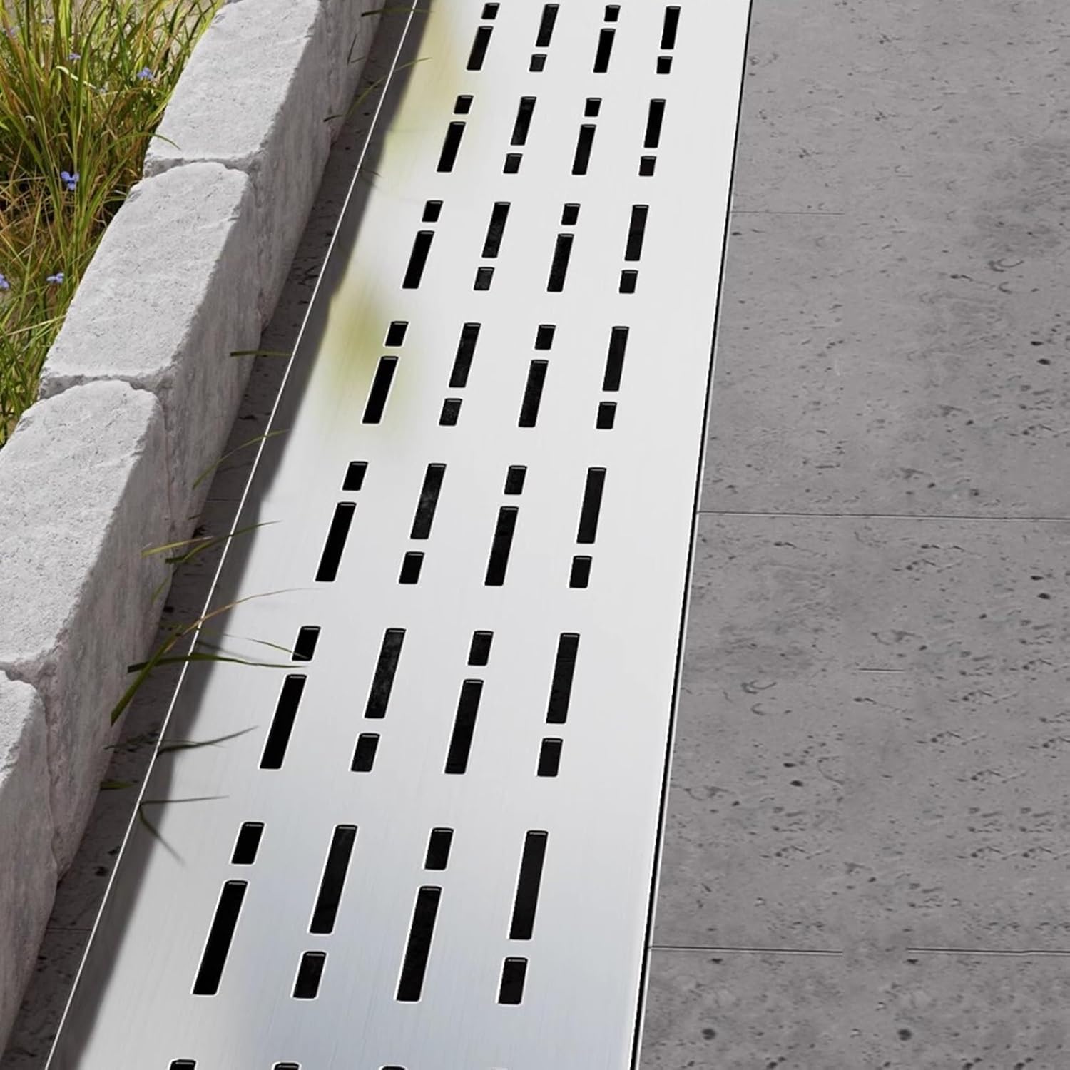 Stainless Steel Trench Drain Kit, Removable Channel Drainage Grate for Outdoor, Patio, Deck, Garden, Bathroom, Sidewalk - Slim Floor Drain (100x7x3cm)