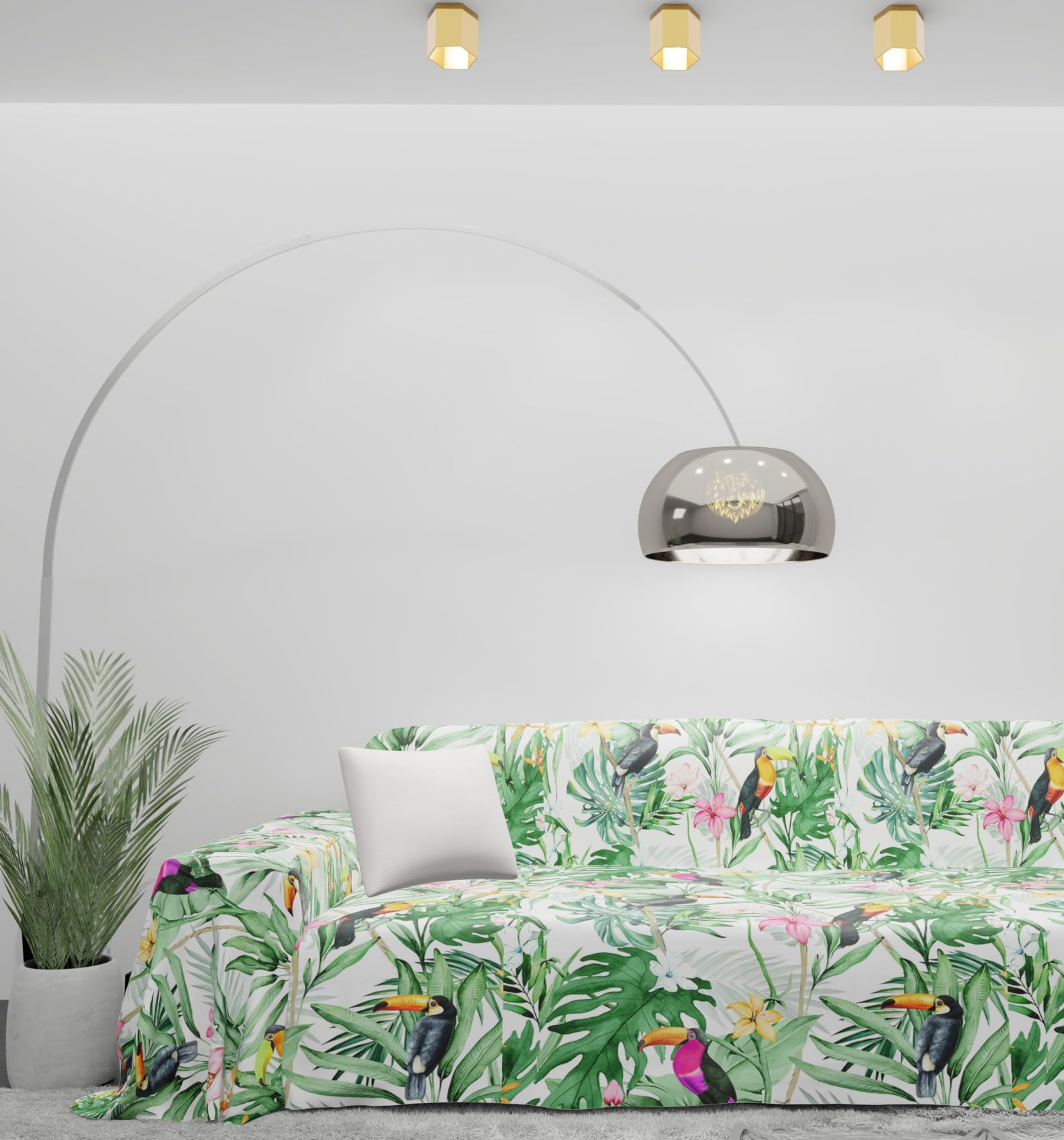 Byour3 - Funda De Sofá Algodón Mixto 3 4 2 Plazas Granfoulard Tela Sofa Estampado Cubre Todo Protector De Sofás También por Chaise Longue Derecho Izquierdo Lavable (Tropical Tucán, 3 Plazas)