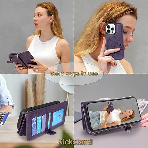 Miniatura 4 de Lacass Funda compatible con iPhone 14 Pro de 6.1 pulgadas ranuras para tarjetas Soporte para efectivo de crédito de identificación, bolsillo con