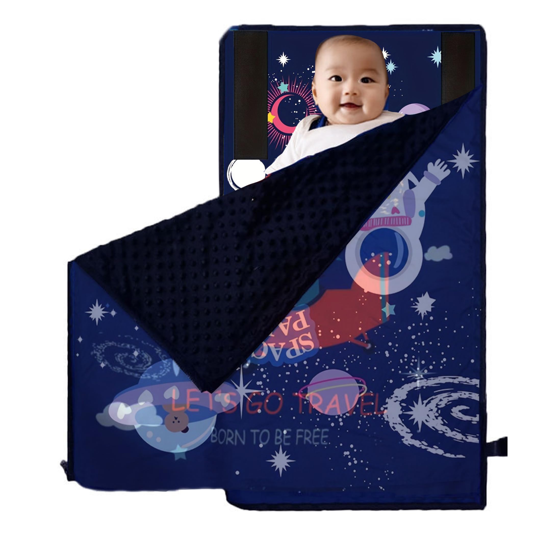 Pineeseatile Airplane Bed for Toddler Toddler Airplane Seat Extender for Travel, Star Blue, Kids Bed with Blanket Portable Comfort Sleep Solution