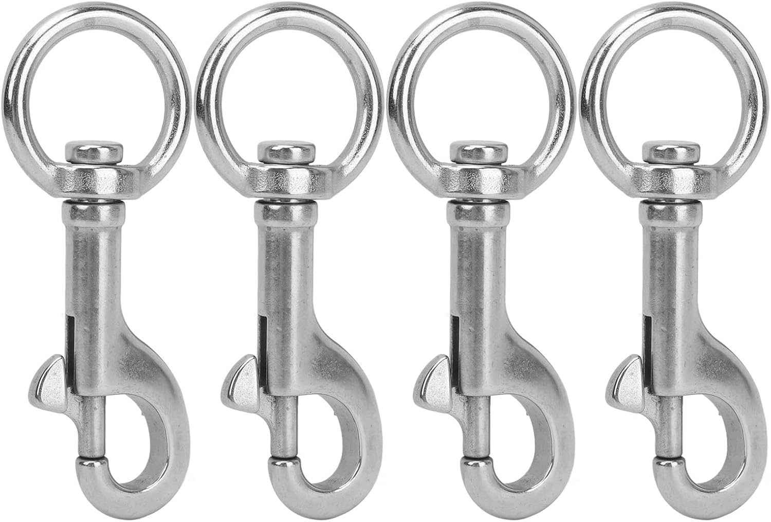 4PCS Heavy Duty 316 Stainless Steel Rotate Eye Screw Snap Hooks, Marine Grade Diving Clips, 360 Degree Rotating Base for Multipurpose Use (4#)
