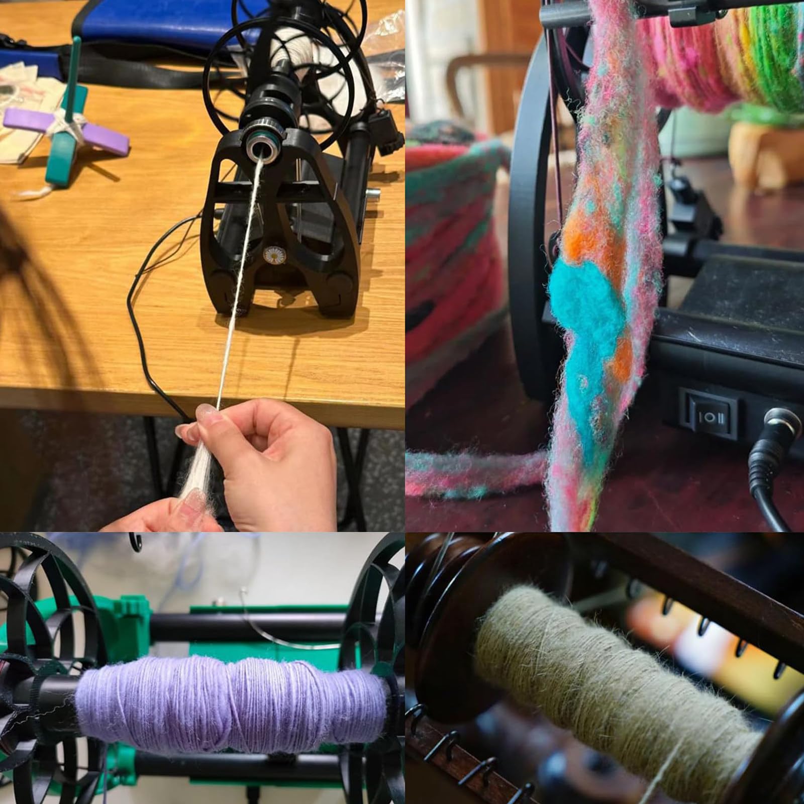 vnmudzeo Adjustable Speed Yarn Spinning Wheel Double Spool,with Digital Display Screen,120 g / 240 g Capacity Fiber String Ball Wool Winder Machines 800 R/min,Purple