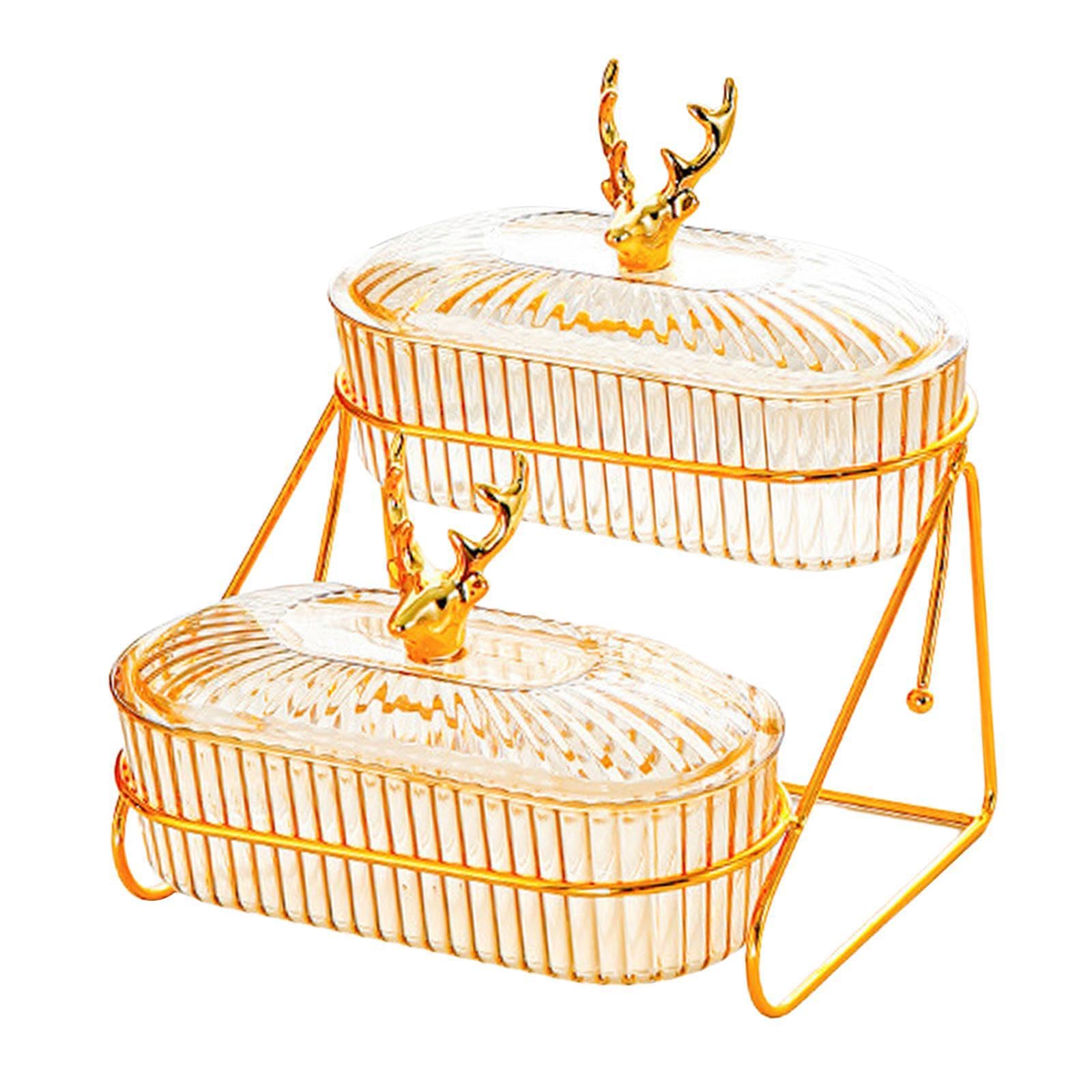 Pixzcsa Amber For Creative Condiment Tray Snack Plates Dried Fruit Dish Serving Platter Multipurpose Practical Bar Container Snack Dishes Appetizer Serving Tray Bar, 2 Layer