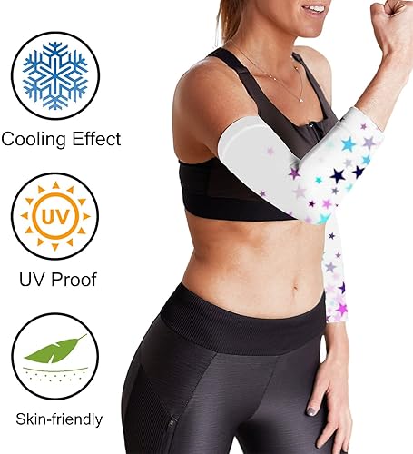 Miniatura 3 de Vantaso Mangas de compresión con protección solar UV, manga de enfriamiento para hombres y mujeres, cubierta geométrica púrpura para tatuajes, talla