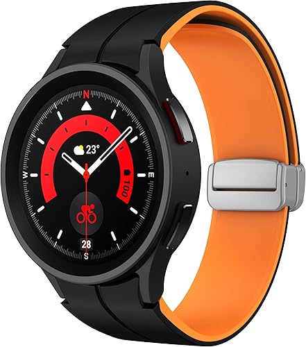 Miniatura 1 de Correa de silicona magnética sin huecos, compatible con Samsung Galaxy Watch 4 de 1.575 pulgadas, 1.732 pulgadas, Galaxy Watch 5 de 1.575 pulgadas,