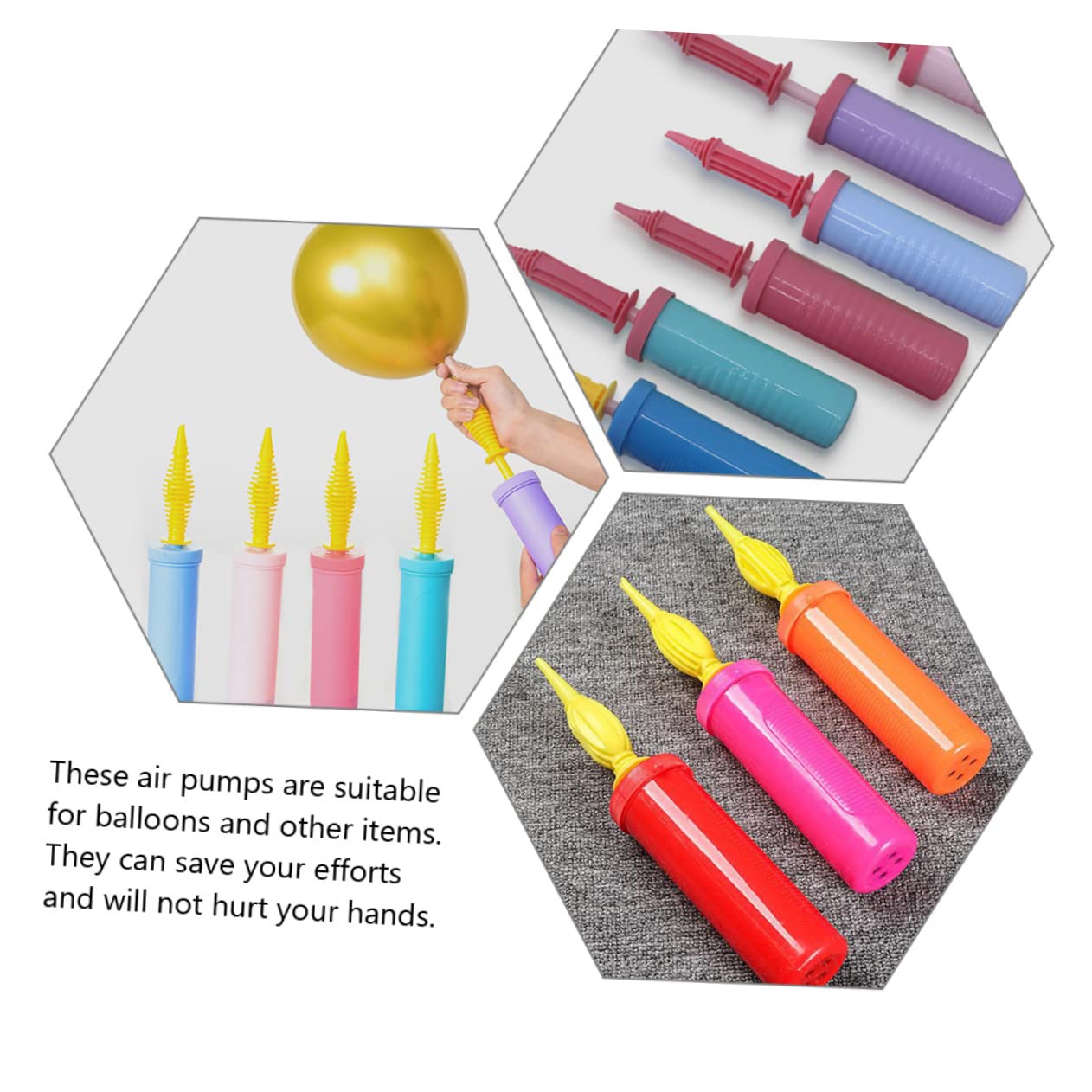 Pompa Manuale per Palloncini Portatile in Plastica, 5 Pezzi