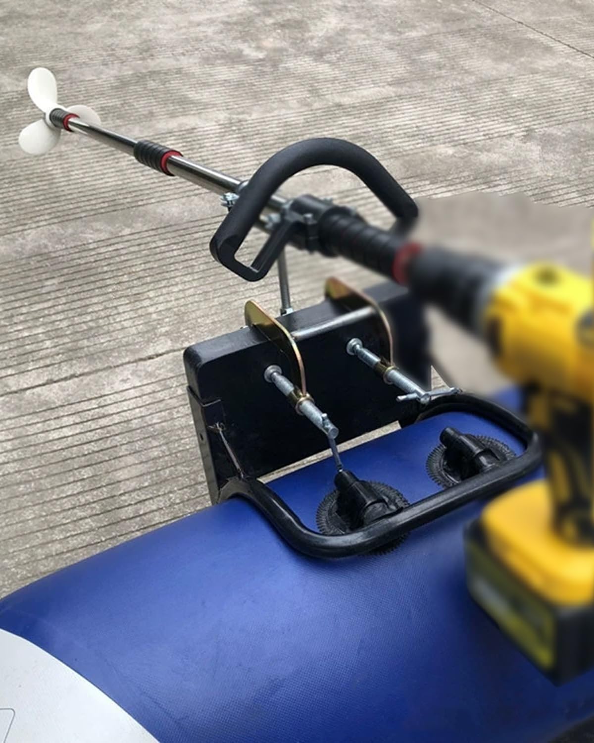 Motor Fueraborda Hélice Portátil para Taladro de Kayak, Motor Fueraborda para Bote de Emergencia con Manija y Soporte, Kit de Motor de Pesca de Arrastre para Tabla de Paddle Surf Montado(L)