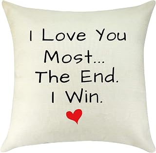to My Girlfriend Gifts Couples Cushion Cover Love You Most The End I Win Decorative Throw Pillow Case Gifts Valentine's Day Birthday Gift for Husband Wife Throw Pillow Cover Pillowcase for Sofa Car