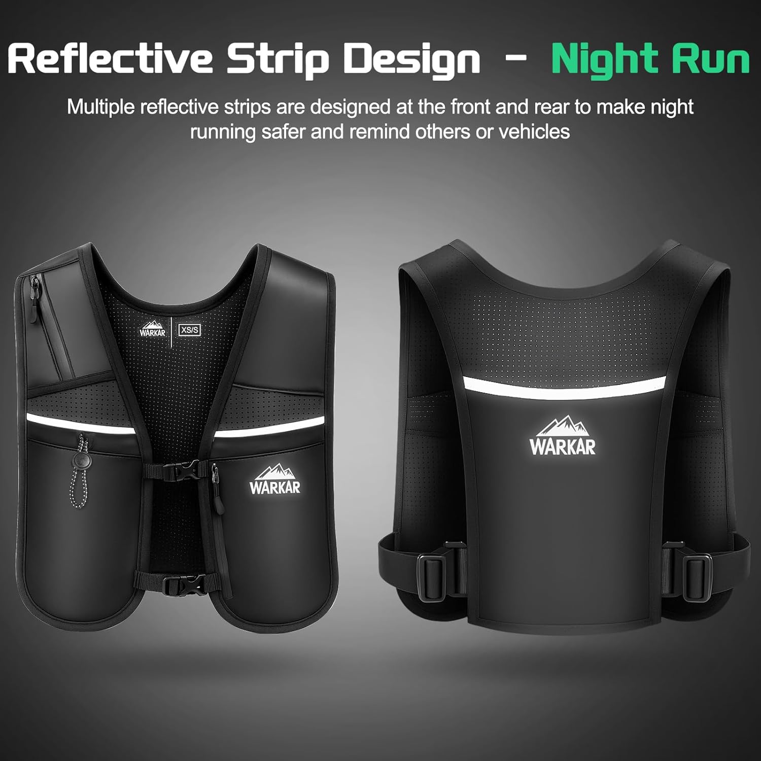 Running Vest, Hydration Backpack with 500ml Water Bladder Adjustable Chest Straps Reflective Strip Design Lightweight Breathable Great for Women Men Run/Hiking/Cycling/Climbing - Image 5