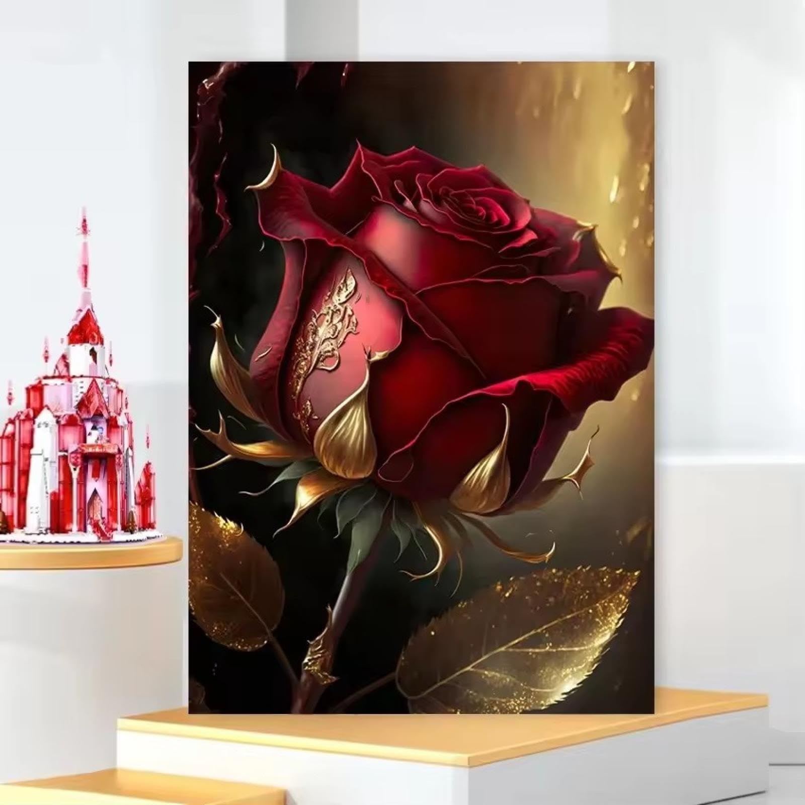 Décoration d'intérieur murale de rose rouge pour raviver un mur blanc