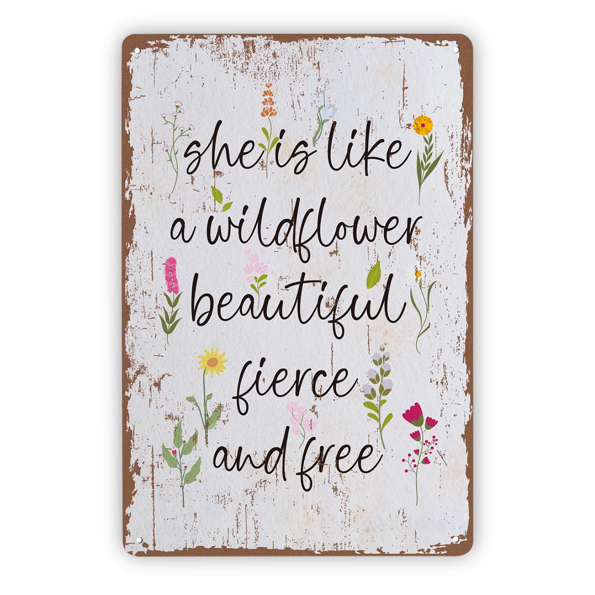 Retro Metal Signs Plaque, Wildflower Quote Tin Sign, Inspirational Floral Wall Decor Metal Tin Sign 8X12 Inch