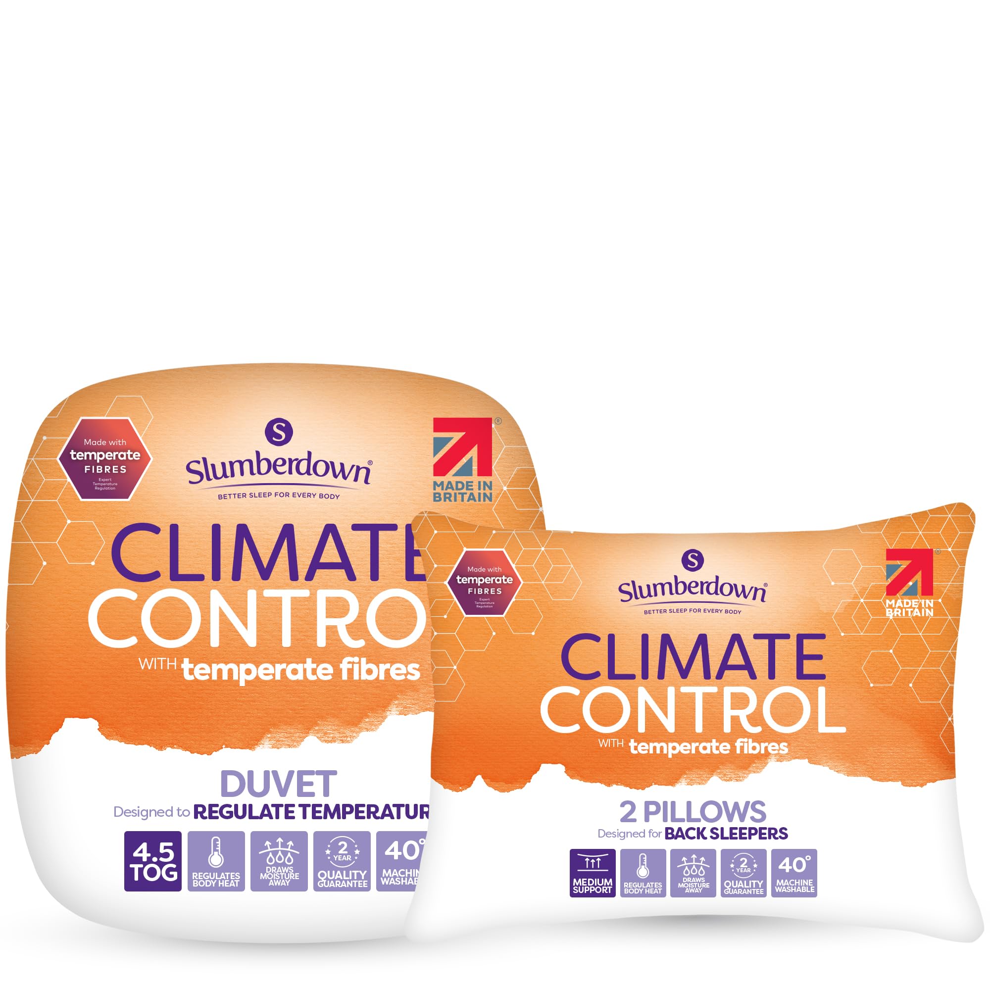 Slumberdown White Climate Control 10.5 Tog All Year Round Duvet With 2 Pillows In | Size: Super King