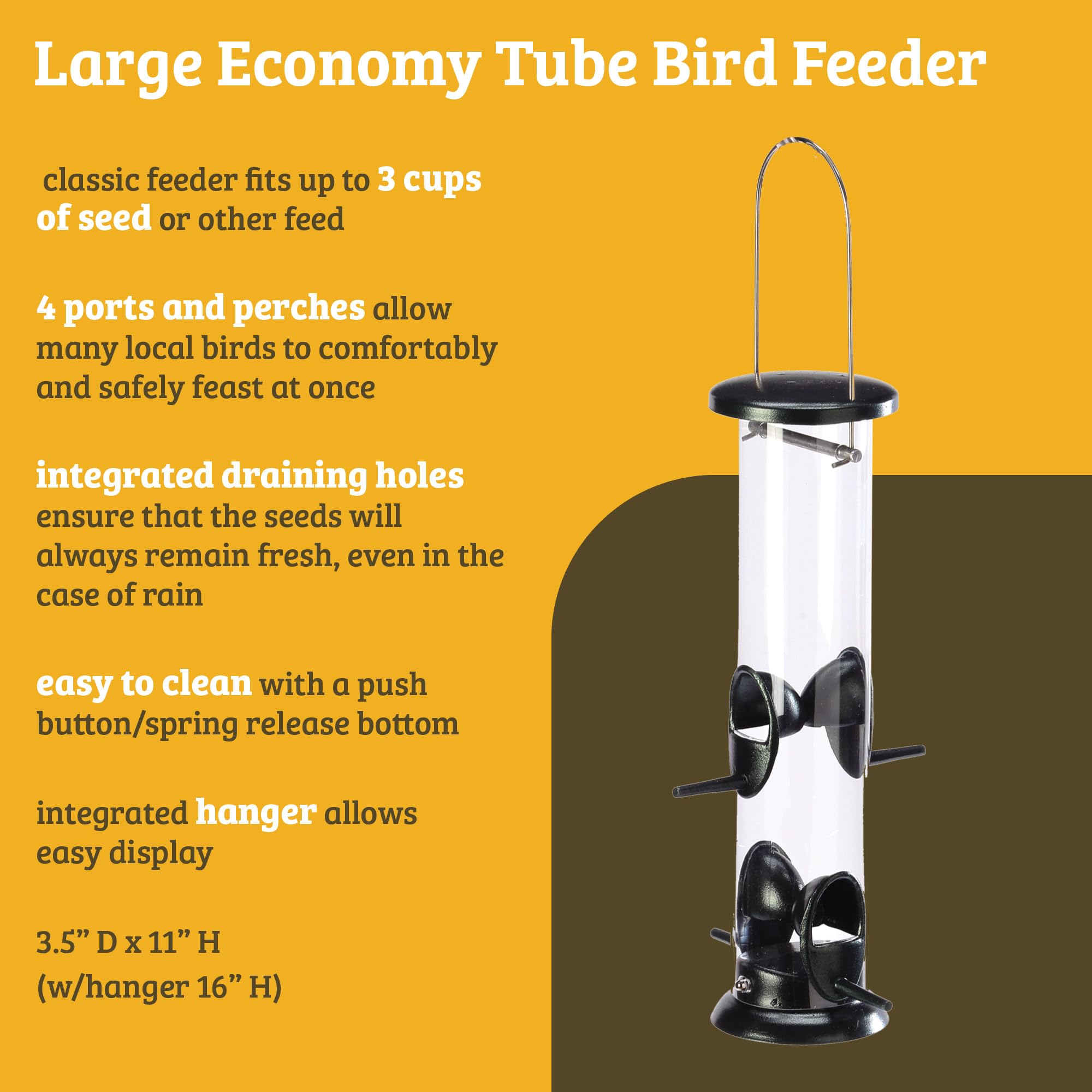 Birds Choice Alimentador de Tubo de 3 Tazas, 4 Puertos
