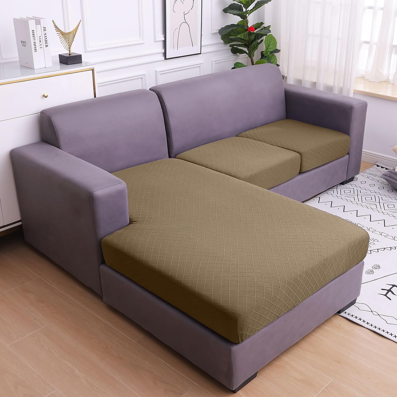 hyha Couch Cushion Covers, Replacement Sofa/Chair Cushion Covers Stretch, Diamond Lattice, Thick Jacquard Fabric, Soft Sofa Couch Seat Covers for Sectional (3PC, Gray) hyha Couch Cushion Covers, Replacement Sofa/Chair Cushion Covers Stretch, Diamond Lattice, Thick Jacquard Fabric, Soft Sofa Couch Seat Covers for Sectional (3PC, Gray)