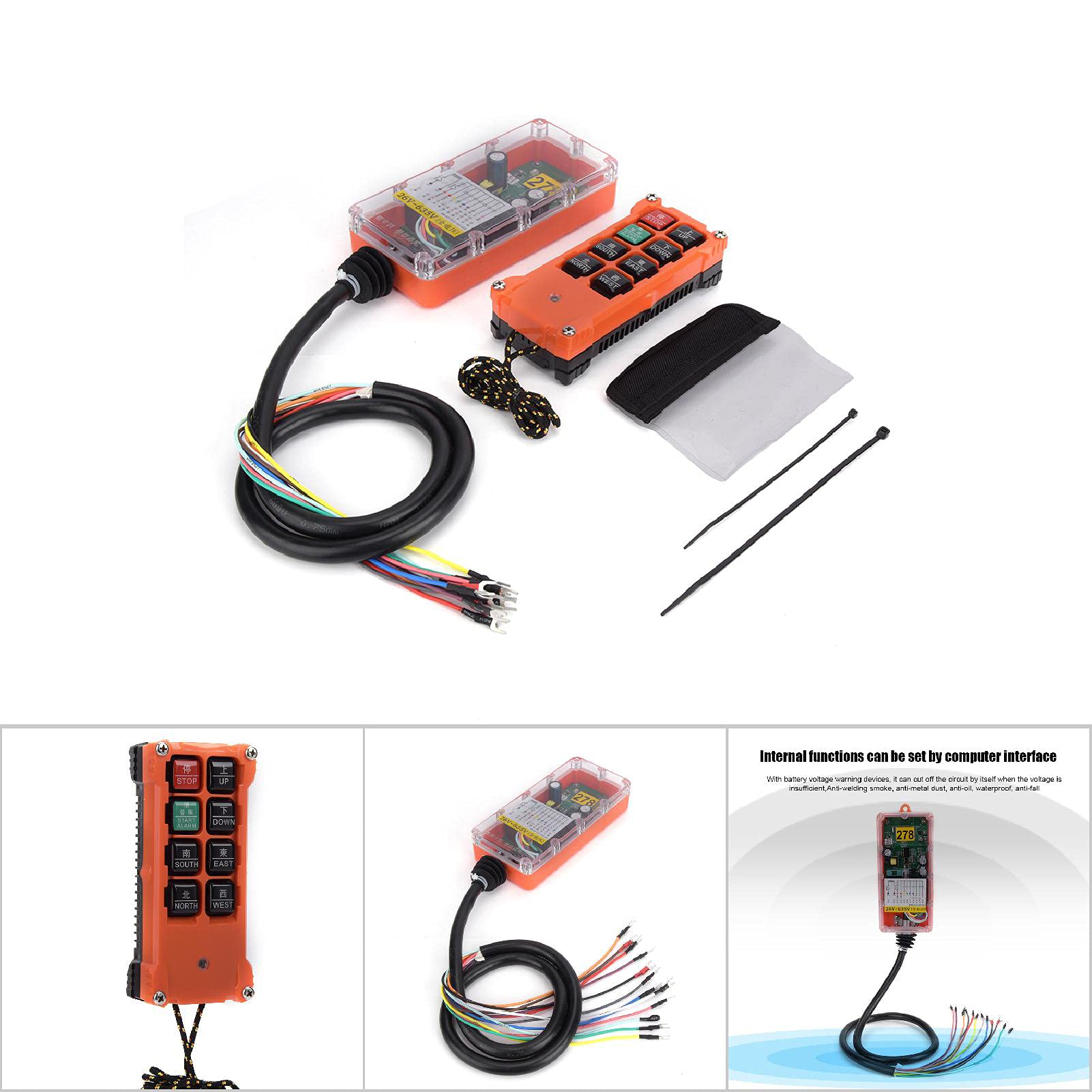 Mando a Distancia Industrial Inalámbrico H21 E1C, Resistente Al Agua, Duradero, 1 Transmisor, 1 Receptor, Conjunto para Operación de Maquinaria Pesada (26-635V)
