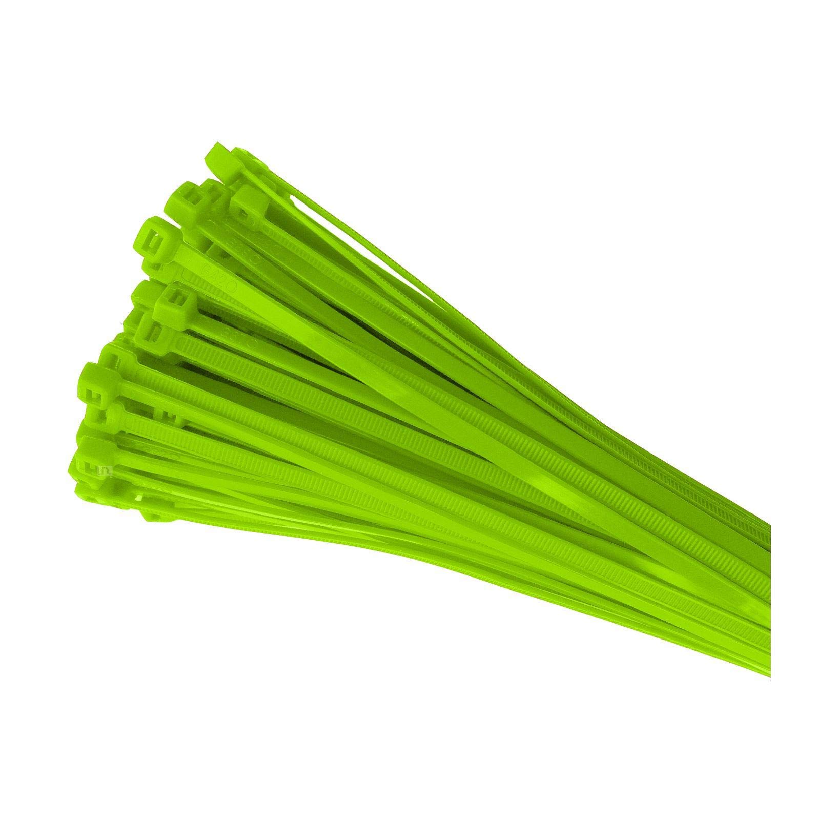 Smarthome Fluorescent Green 100 X Cable Ties 200 X 4.8Mm / Extra Strong Zip Tie Wraps