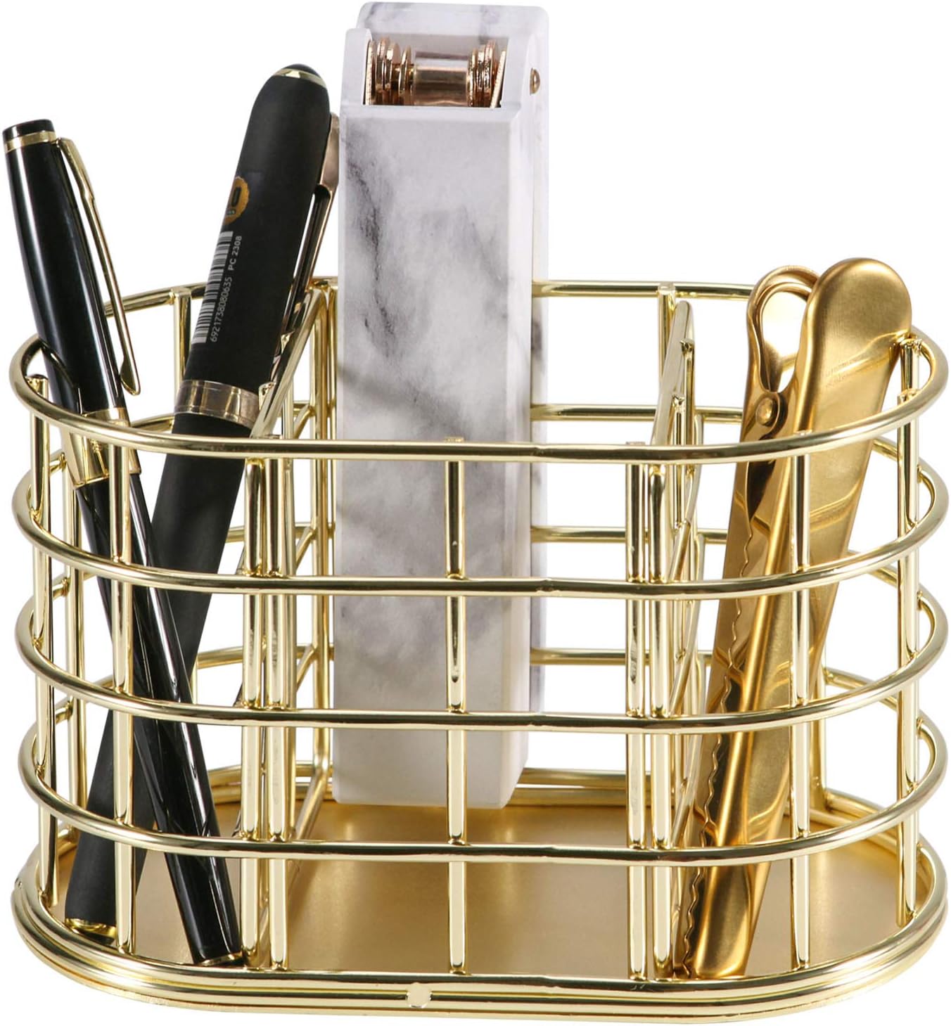 Nugorise Pen Holder, 3 Compartment Metal Pencil Holder Stationery Organizer
