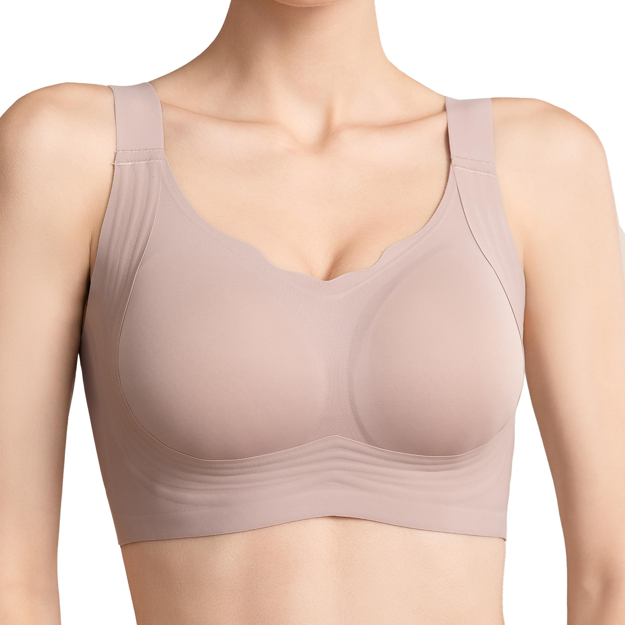 Fittingirls Reggiseno Senza Ferretto Bordo Smerlato, Senza Cuciture Copertura Totale Supporto Coppe Imbottite - Adatto a Ogni Scenario